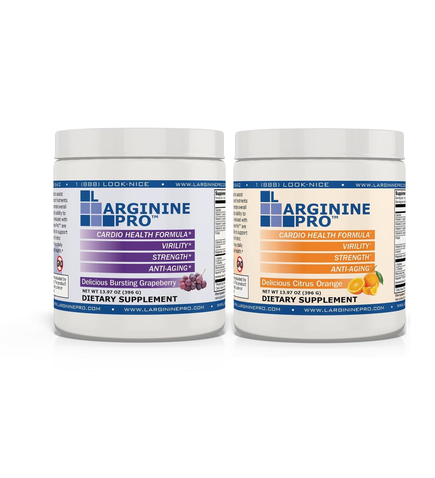 L-ARGININE PRO 2-Pack Orange and Grape | Blood Flow | Pre-Workout Drink | Great Tasting with Vitamins C B6 B12 K & More - Buy Online on GoSupps.com