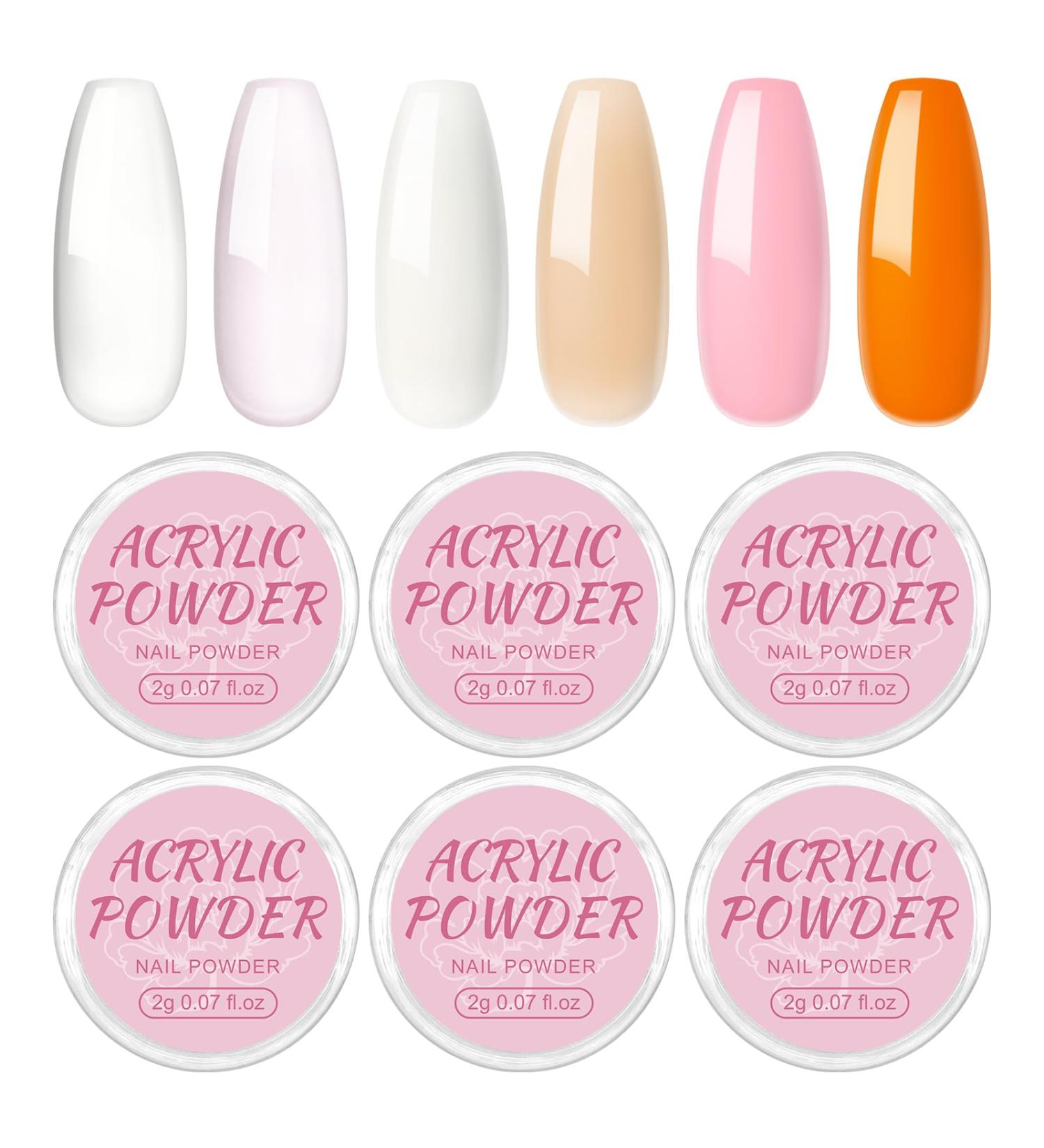 PECECOLOR 6 Colors Acrylic Nail Set - Professional Glitter Polymer Powder Kit for Nail Extensions No Lamp Needed - Buy Online on GoSupps.com