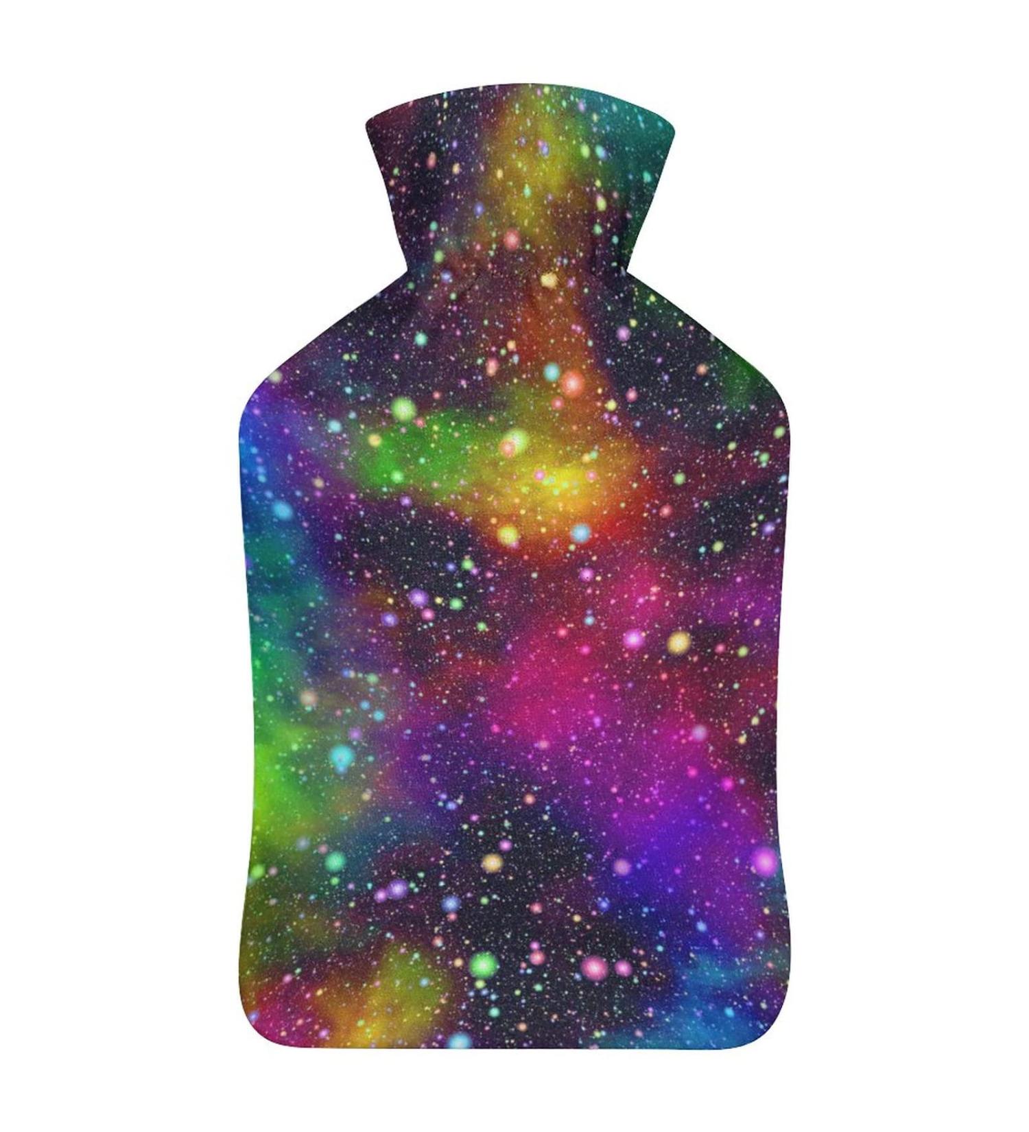Colorful Starry Sky Hot Water Bottle with Plush Cover - Hand Warmer for Adults & Kids (26.5x15.3cm) | International Shipping Available - Buy Online on GoSupps.com