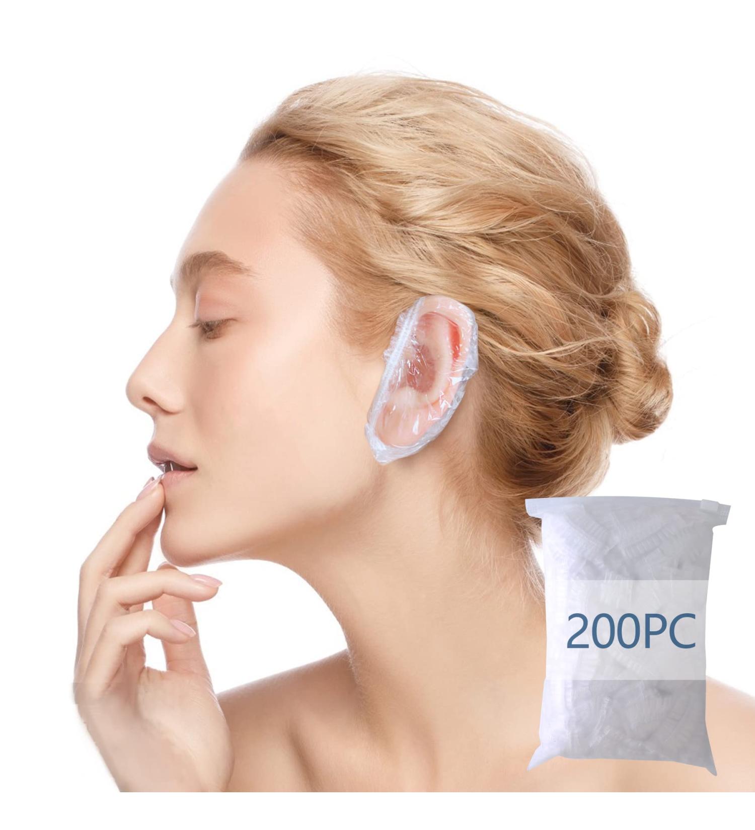 WOSHOP 200 Pack Clear Disposable Ear Protectors - Waterproof Ear Covers for Bathing, Hair Dye, and Shower - Plastic Ear Caps - Buy Online on GoSupps.com