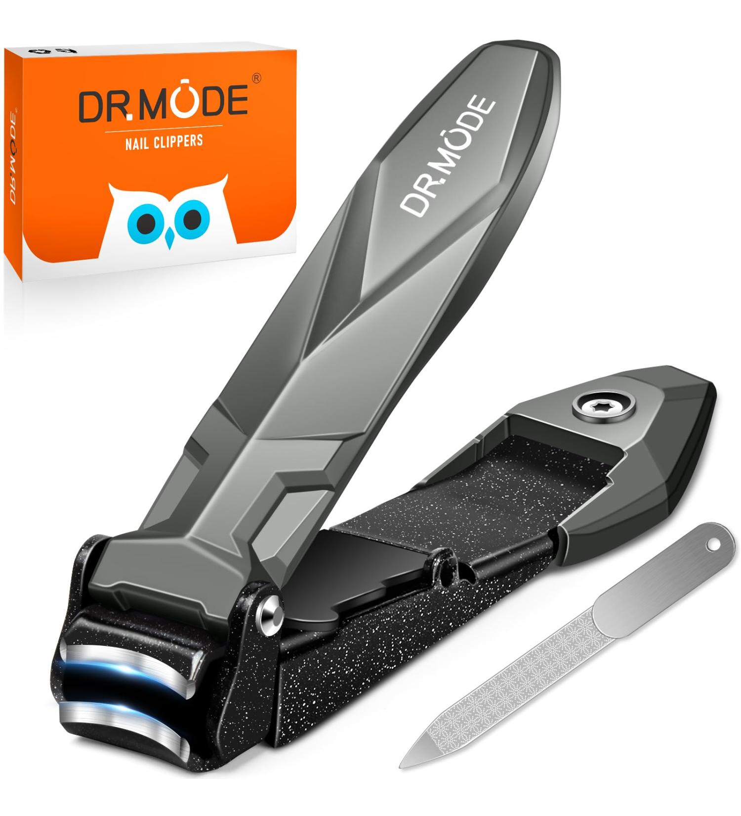 DRMODE Heavy Duty Nail Clippers with Catcher - Ultra Sharp Ergonomic Fingernail & Toe Nail Clippers for Men - Mess Free Self Collecting Design - Buy Online on GoSupps.com
