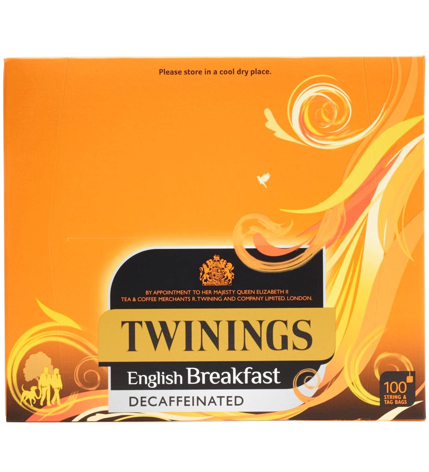 Twinings Twinings - English Breakfast Decafeinated - 100 String & Tag Bags - 200g (Box of 5)