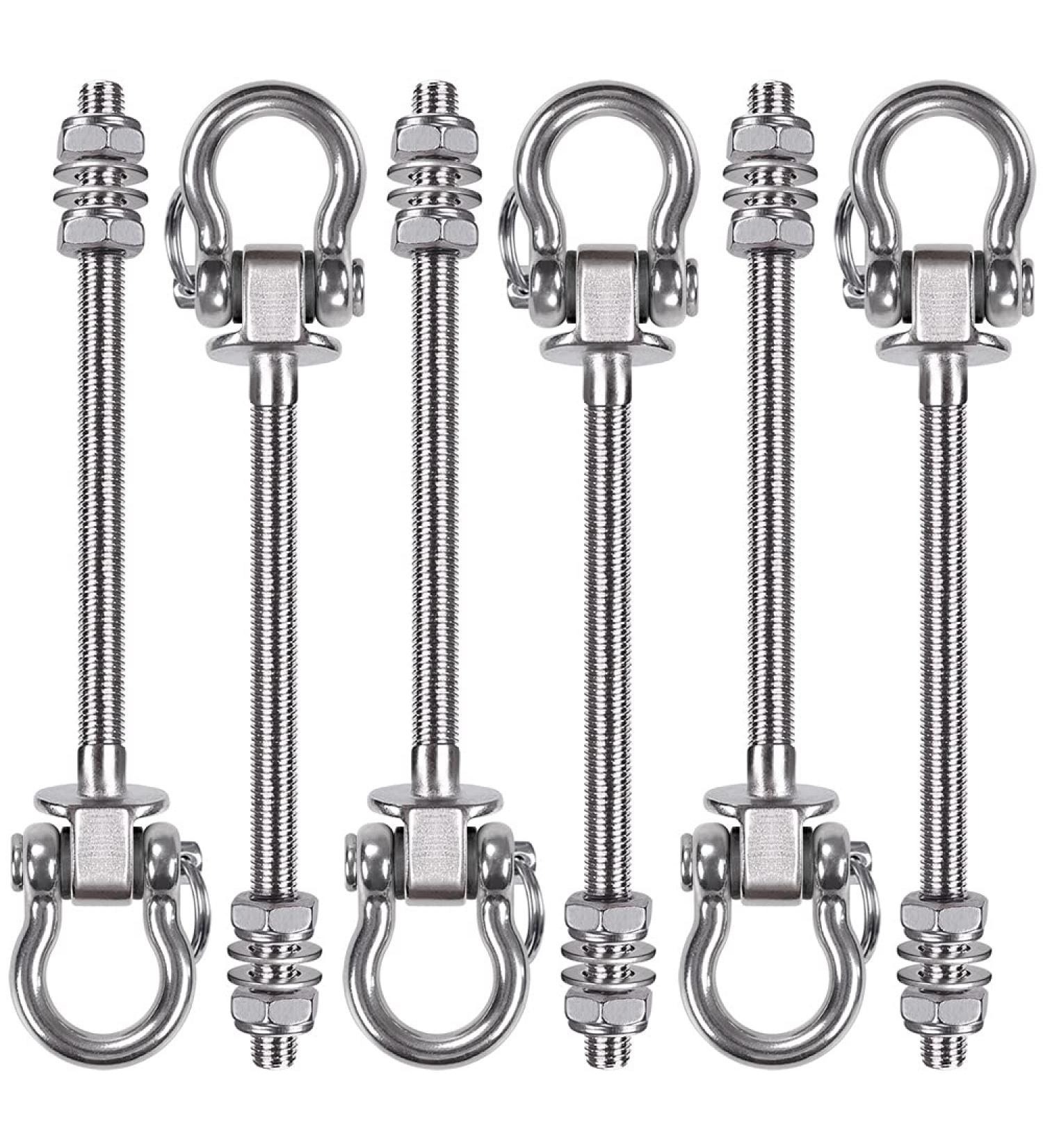 SELEWARE 6 Pack Swing Hanger Set - Heavy Duty Stainless Steel Swing Hooks - 1800LB Capacity - Buy Online on GoSupps.com