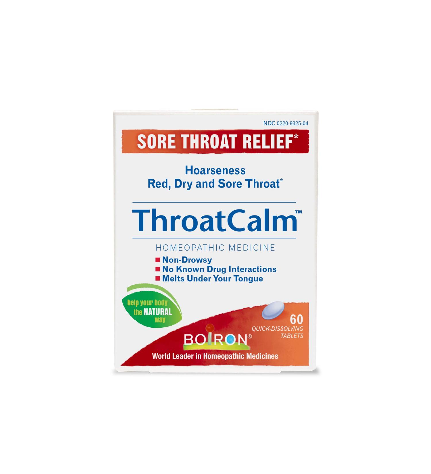 Throat Calm Sore Throat Relief Homeopathic Medicine Adults and Kids (Pack of 2) with Arnica Montana Belladonna Bromium Bryonia and Pulsatilla 60 Tablets Each