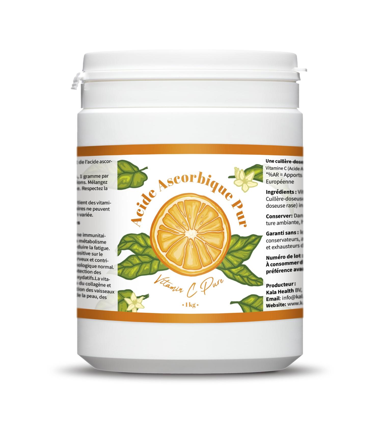 Kala Health - Vitamine C Pure 1 kg - Poudre de vitamine C - Acide ascorbique pur - Fourniture de 1000 jours x 1000 mg dosage lev - Avec cuill re-doseuse - V g talien - Qualit premium - Buy Online on GoSupps.com