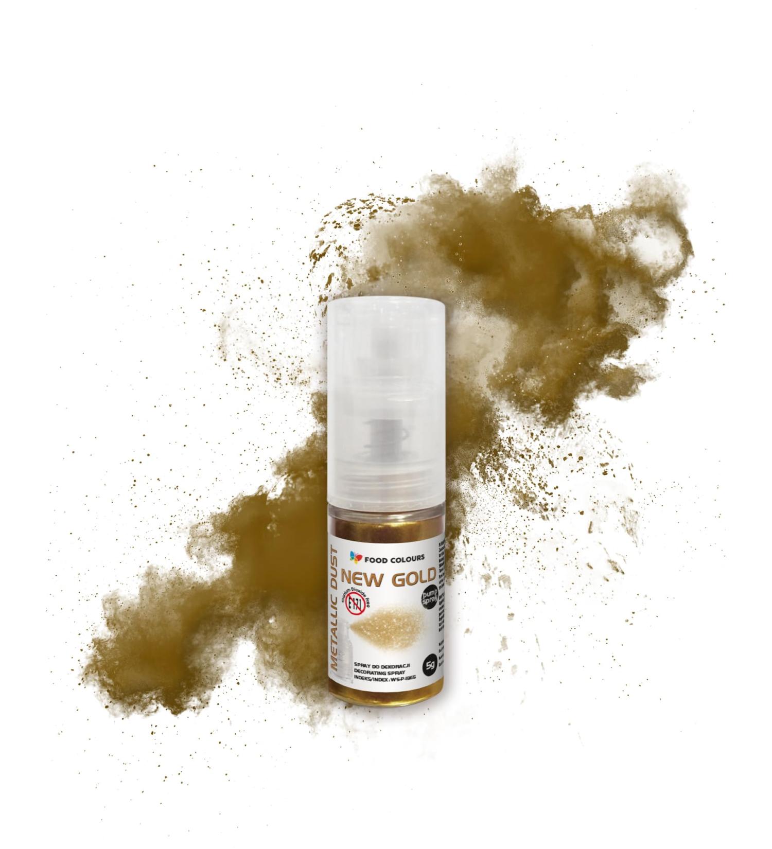 Essential Glitter Spray - New Gold Metallic 5G | Food Color Powder for Cakes Creams Tarts & Drinks - Buy Online on GoSupps.com
