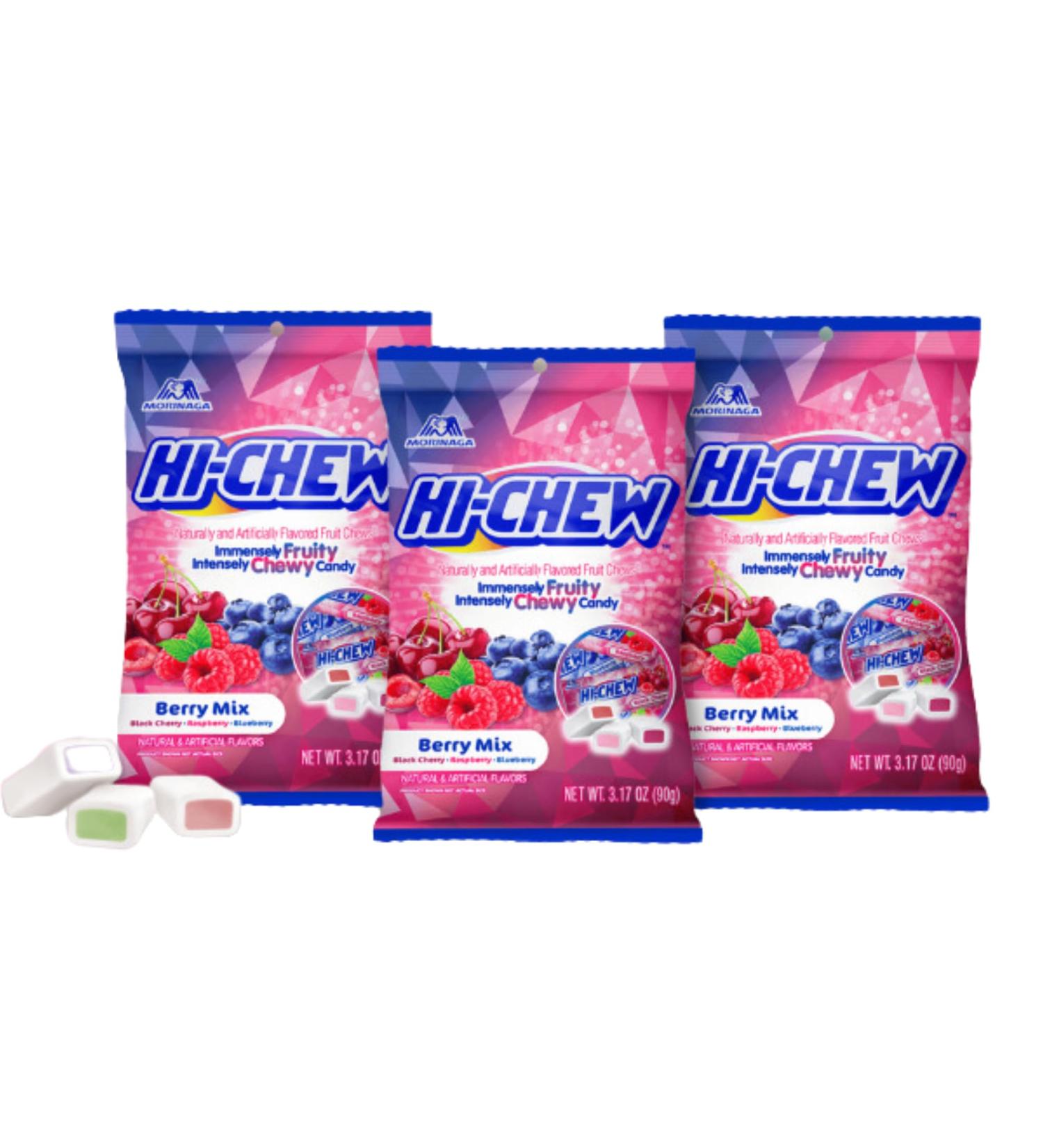 Japanese Candy HlCHEW Berry Mix 90g Black Cherry Raspberry and Blueberry Flavors Fruit Chews Chewy Candy Pack of 3