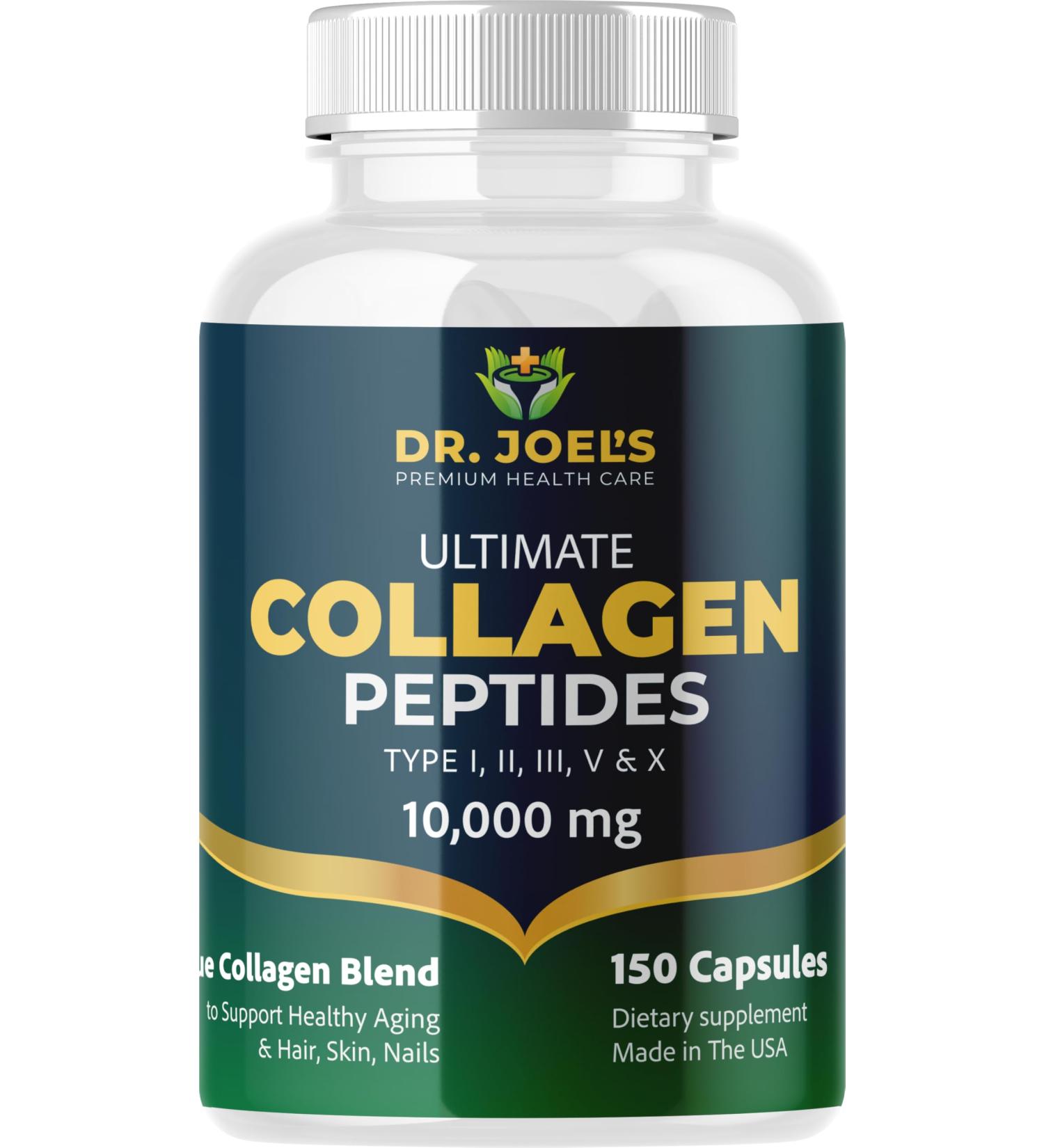 Dr. JOEL'S Multi Collagen Complex for Women and Men - Collagen Peptides Capsules with Biotin - Ultimate Collagen Pills 150 - Type I II III V & X - Made in The USA - Buy Online on GoSupps.com