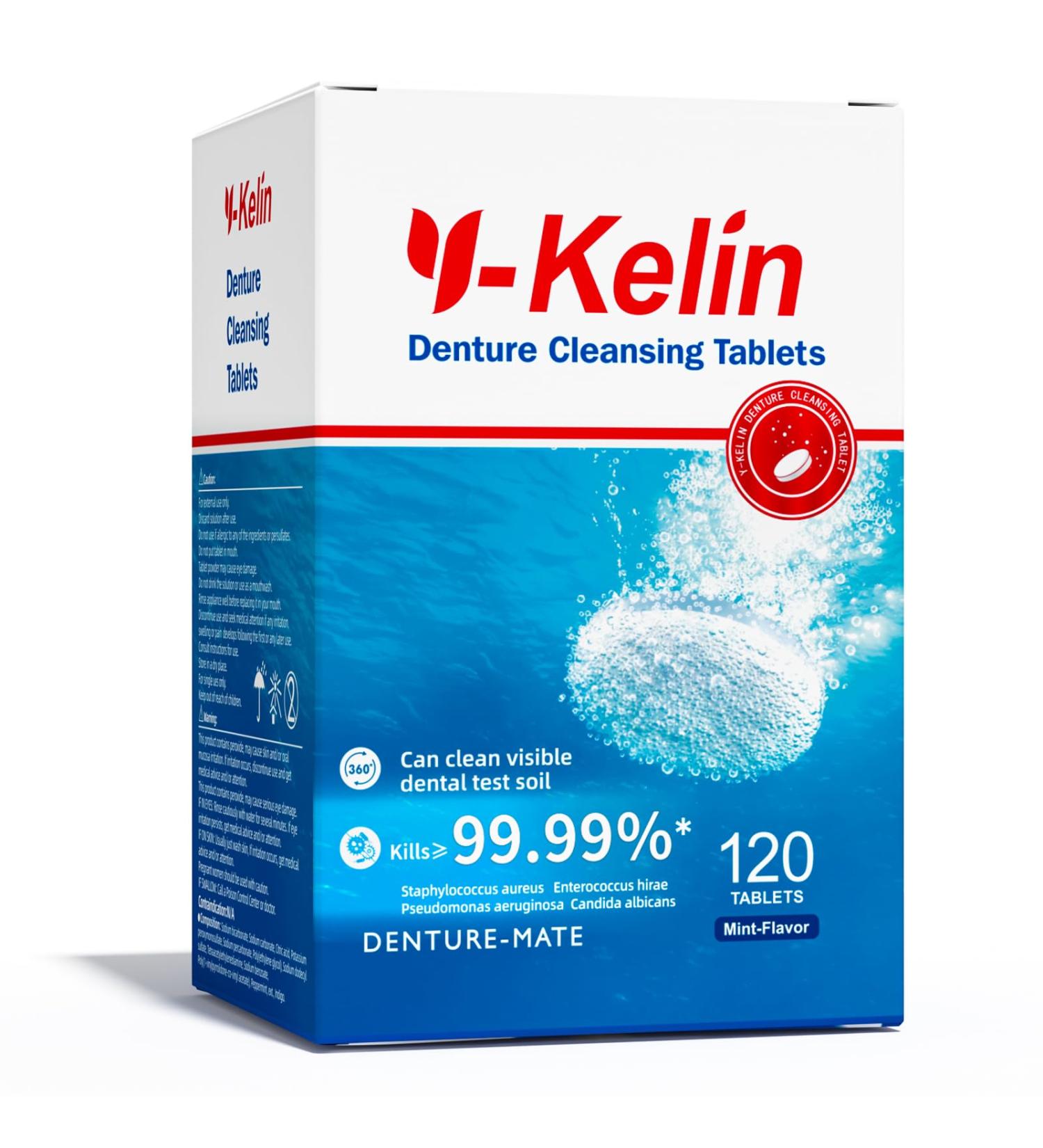 Y-Kelin Tablettes pour Nettoyage Dentier Pastilles pour dentier Pastilles nettoyantes orthodontie nettoyage quotidien(120 comprim s) - Buy Online on GoSupps.com