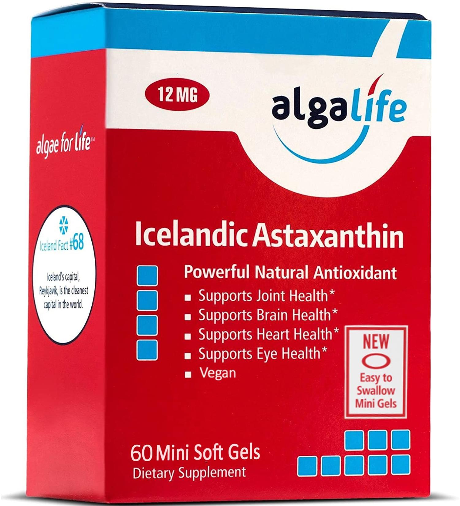 Icelandic Astaxanthin 12 mg - 60 Mini Soft Gels | Algalife - Buy Online on GoSupps.com