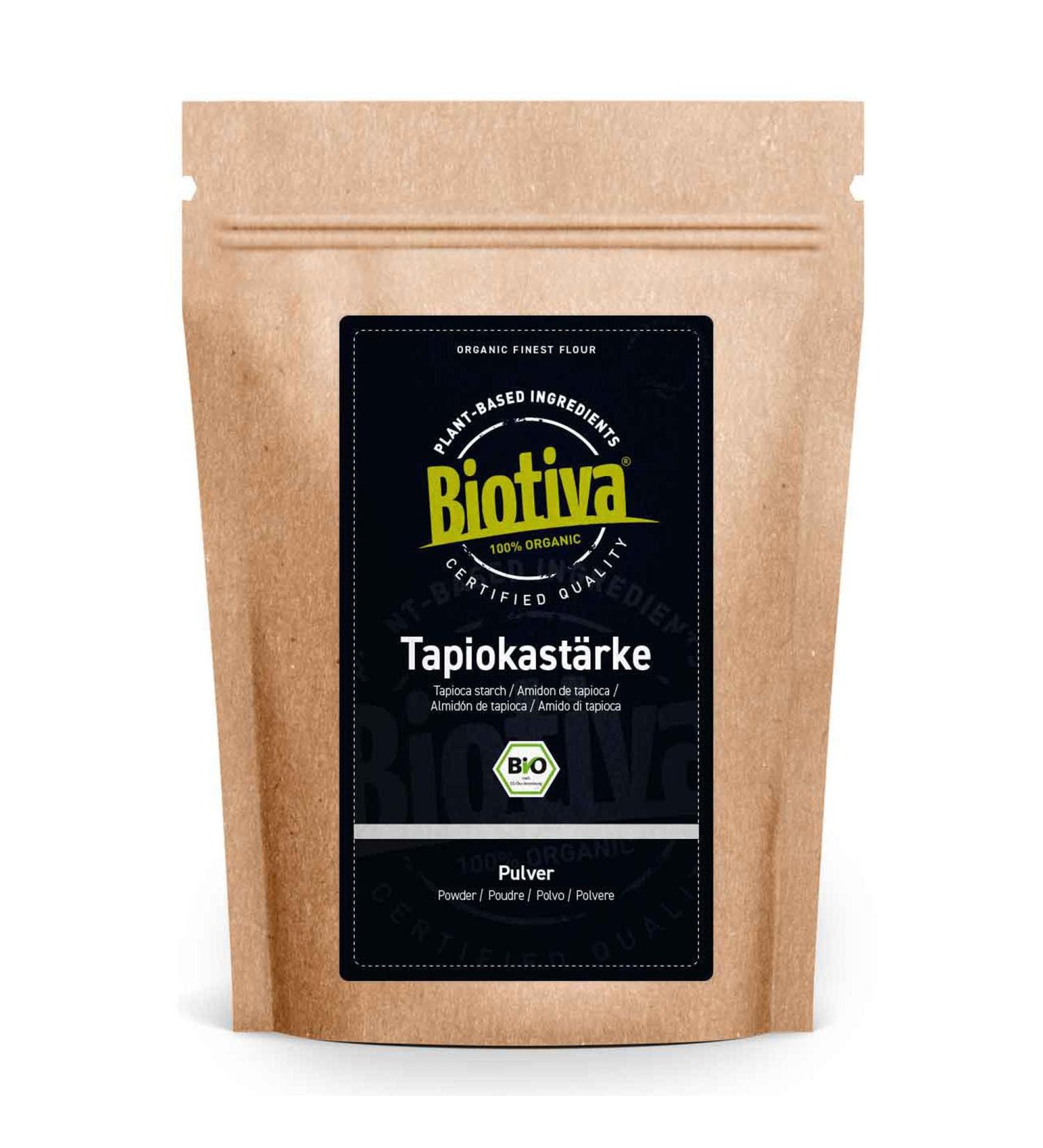 Biotiva Tapioca Starch 1000 g Gluten Free - Ideal for Baking Thickening Bedding Mochi - Bottled and Controlled in Germany - Buy Online on GoSupps.com