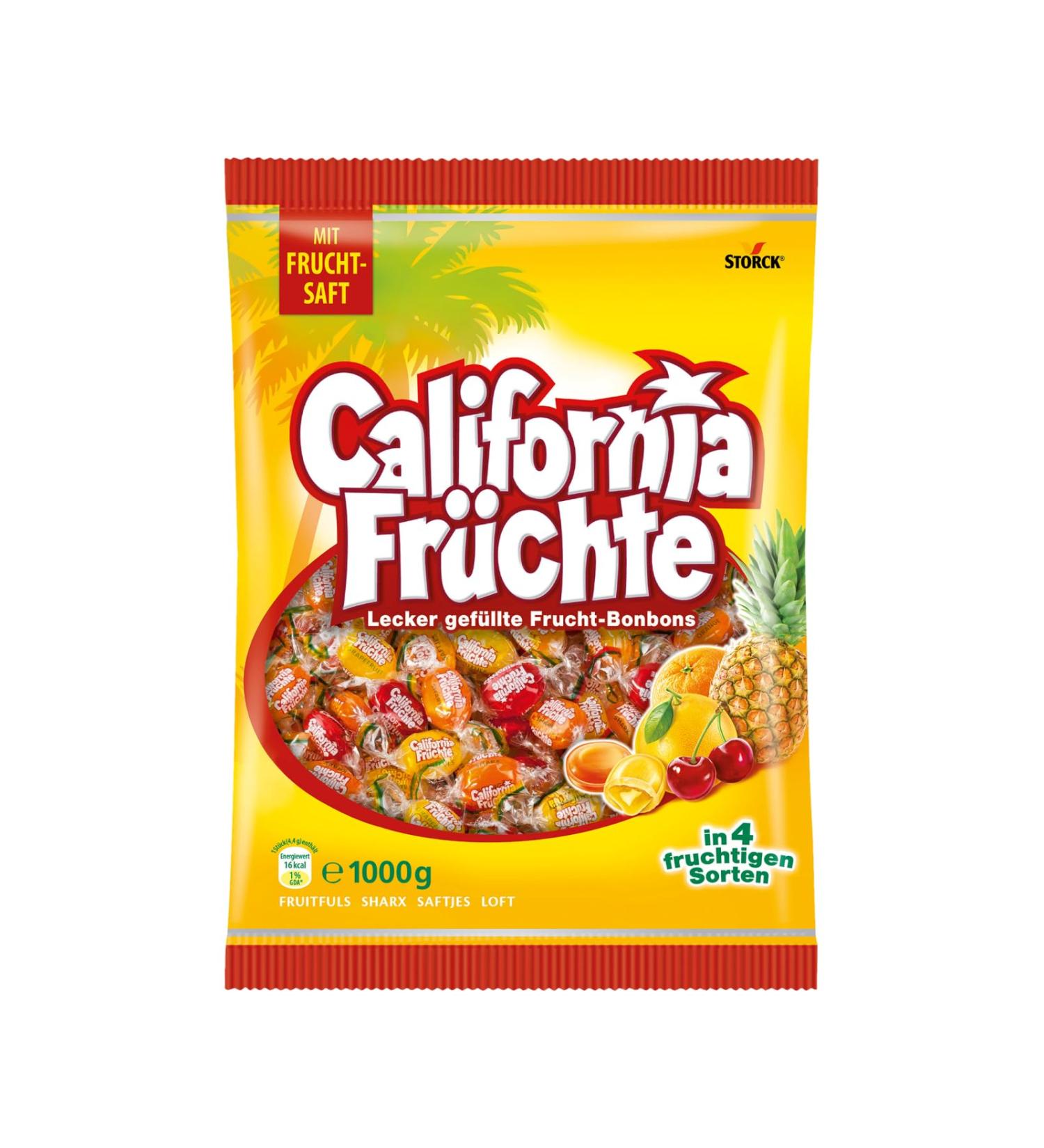 California Fruits 1000g Storage Pack - Juicy Filled Candy Assortment - 4 Delicious Varieties | International Shipping Available - Buy Online on GoSupps.com