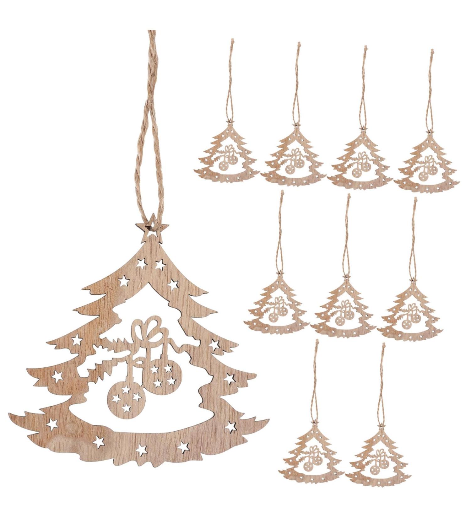 COHEALI 1 set with Embellishments Wood Pendant Ornaments Design Snowflakes Ornament Painting Cutouts Ropes Beige 8.00X7.80X0.20CM - Buy Online on GoSupps.com