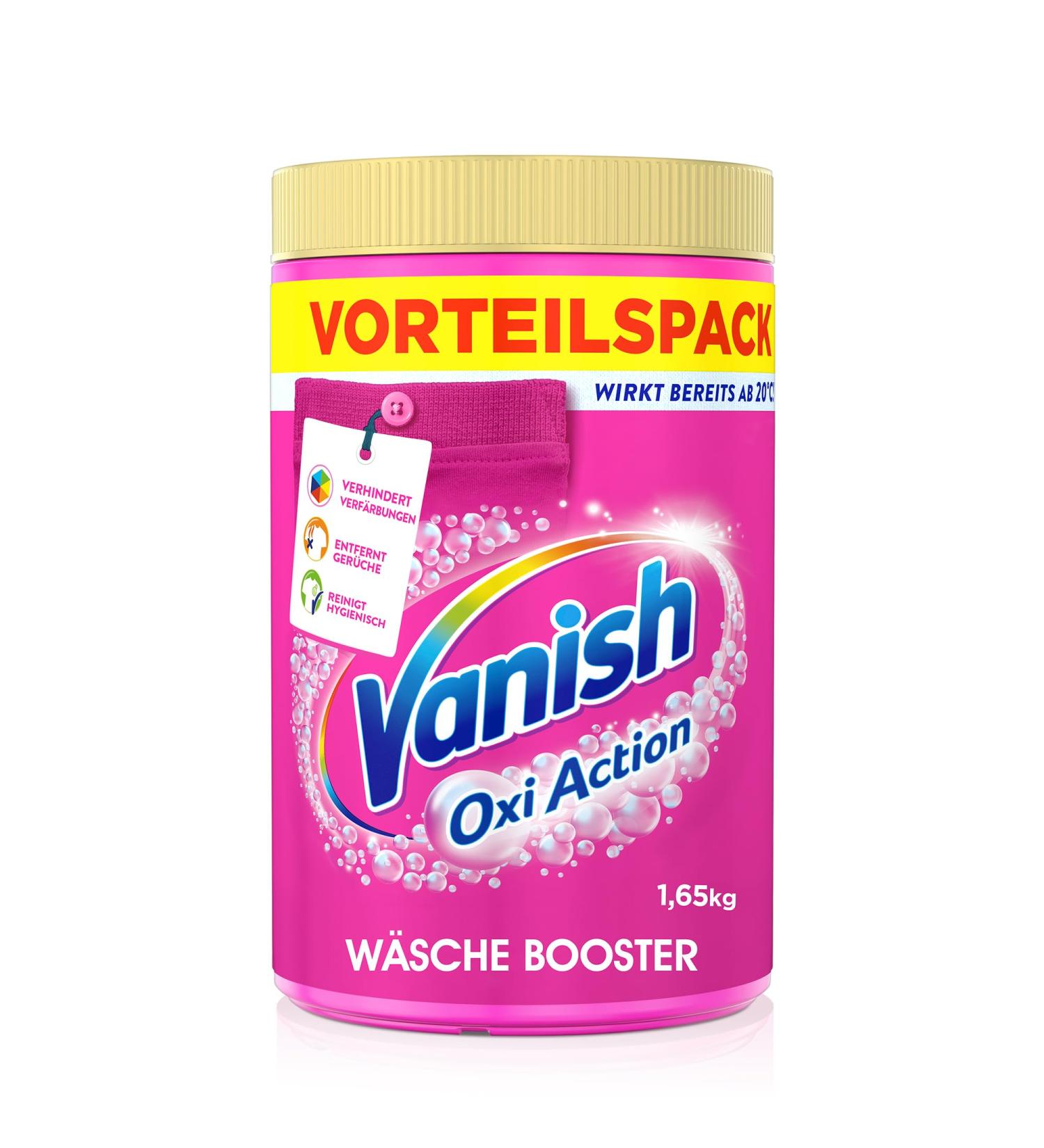 Vanish Oxi Action Powder Pink 1.65kg - Stain Remover & Laundry Booster for Colorful Clothes - Chlorine-Free - Buy Online on GoSupps.com