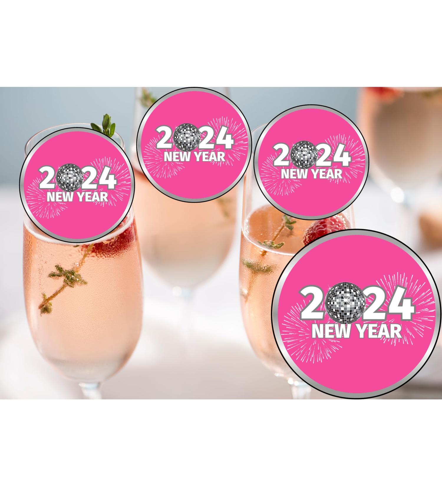 20 x 4.5cm edible NYE New years champagne prosecco flute drink toppers uncut1