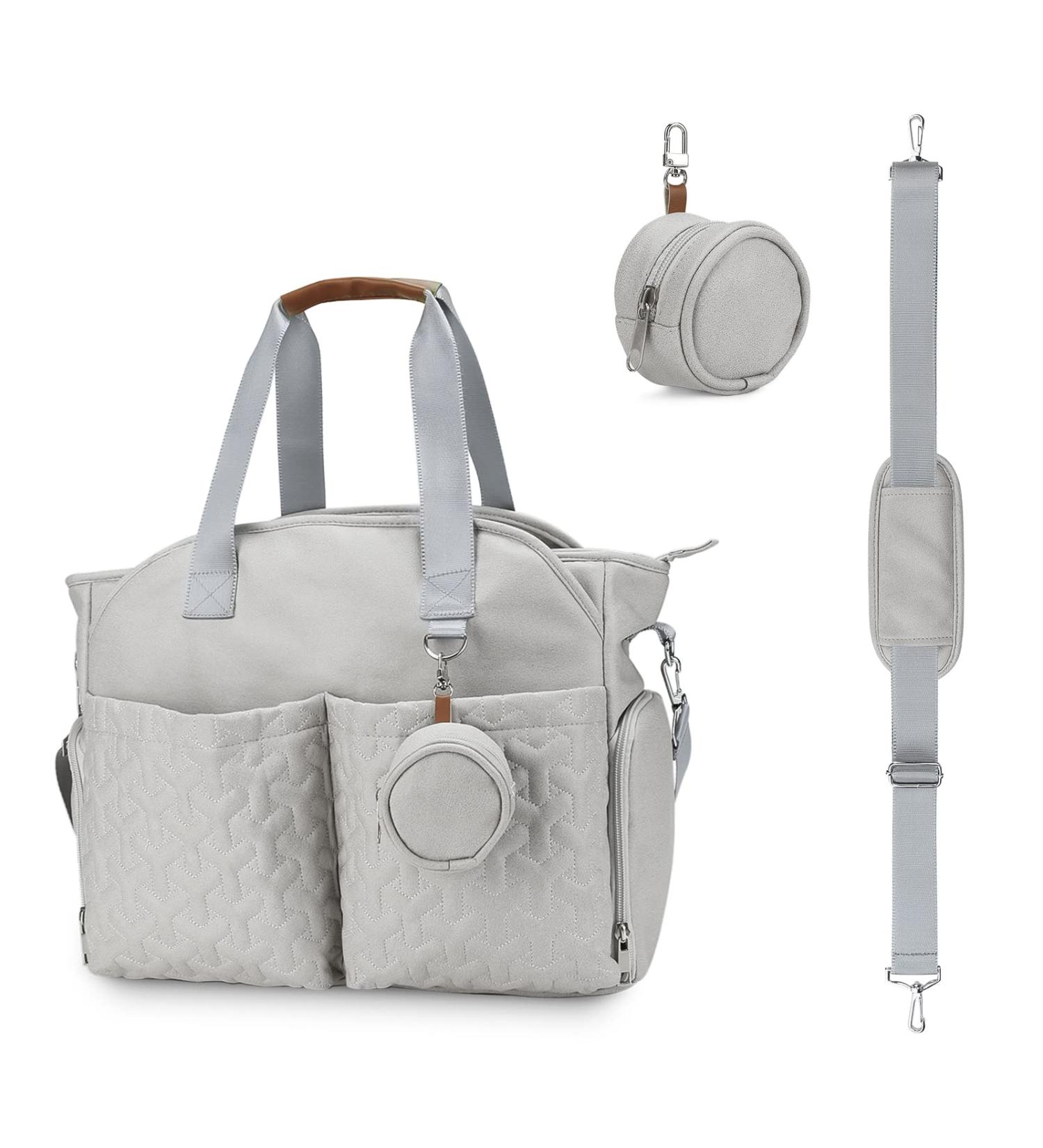 SONARIN Multifunctional Stylish Baby Nappy Changing Tote Bag - Large Capacity Waterproof Satchel Messenger Bag for Travel - Grey - Buy Online on GoSupps.com