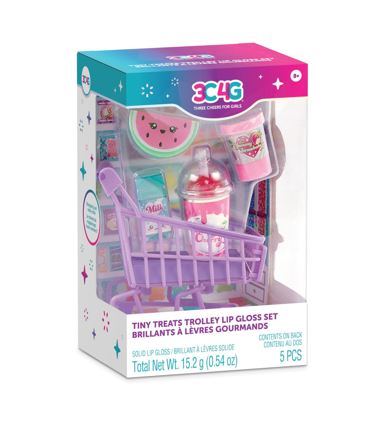 3C4G Tiny Treats Trolley Lip Gloss Set - 4 Scented Glosses in Mini Shopping Cart for Girls & Tweens 8+ | Watermelon Strawberry Cherry Vanilla - Buy Online on GoSupps.com