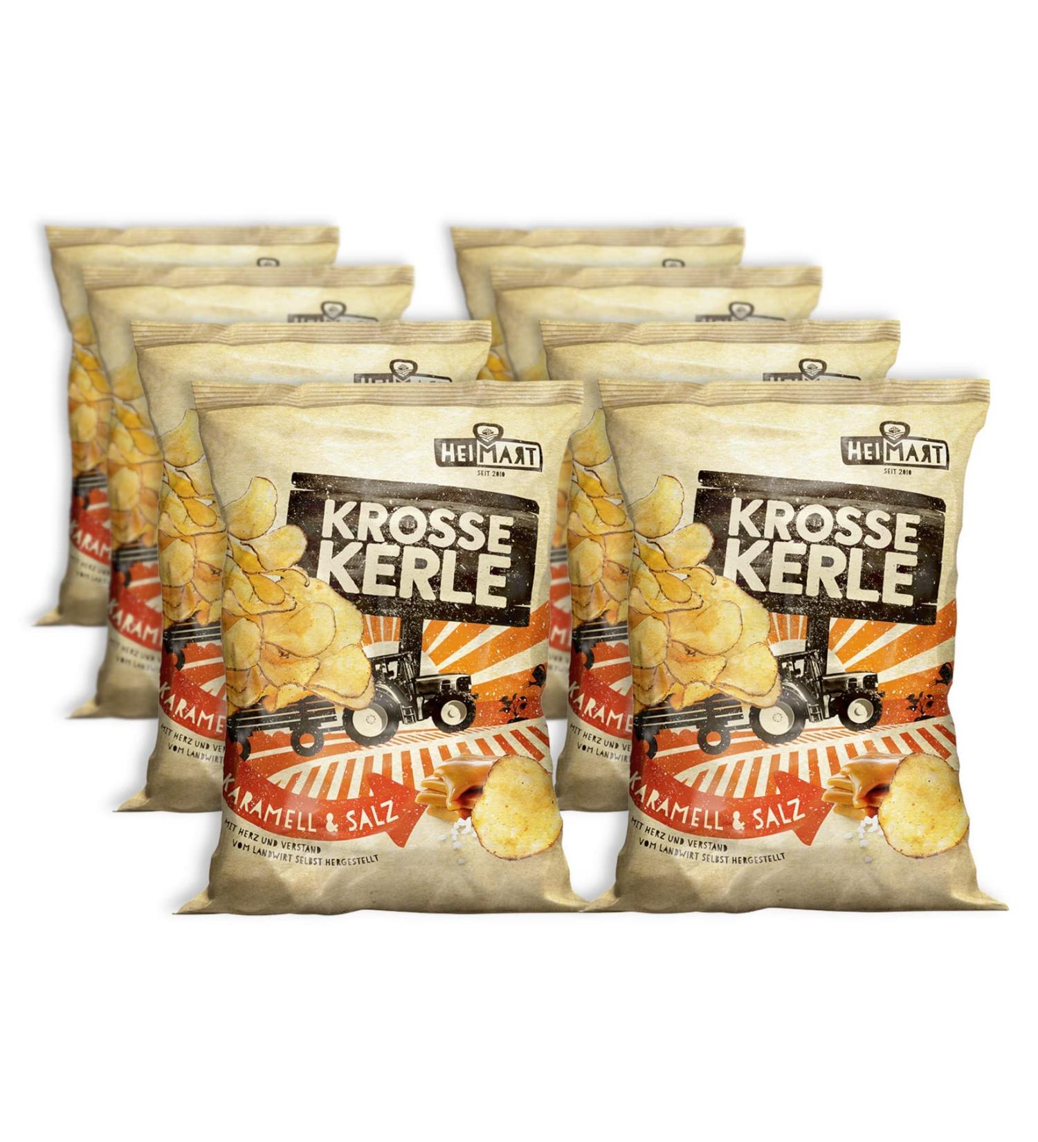 Crispy Guys Chips - Gluten-Free Vegetarian Snack | Caramel & Salt | 8 Pack (8 x 115g) | Home Specialty Treats | International Shipping Available - Buy Online on GoSupps.com