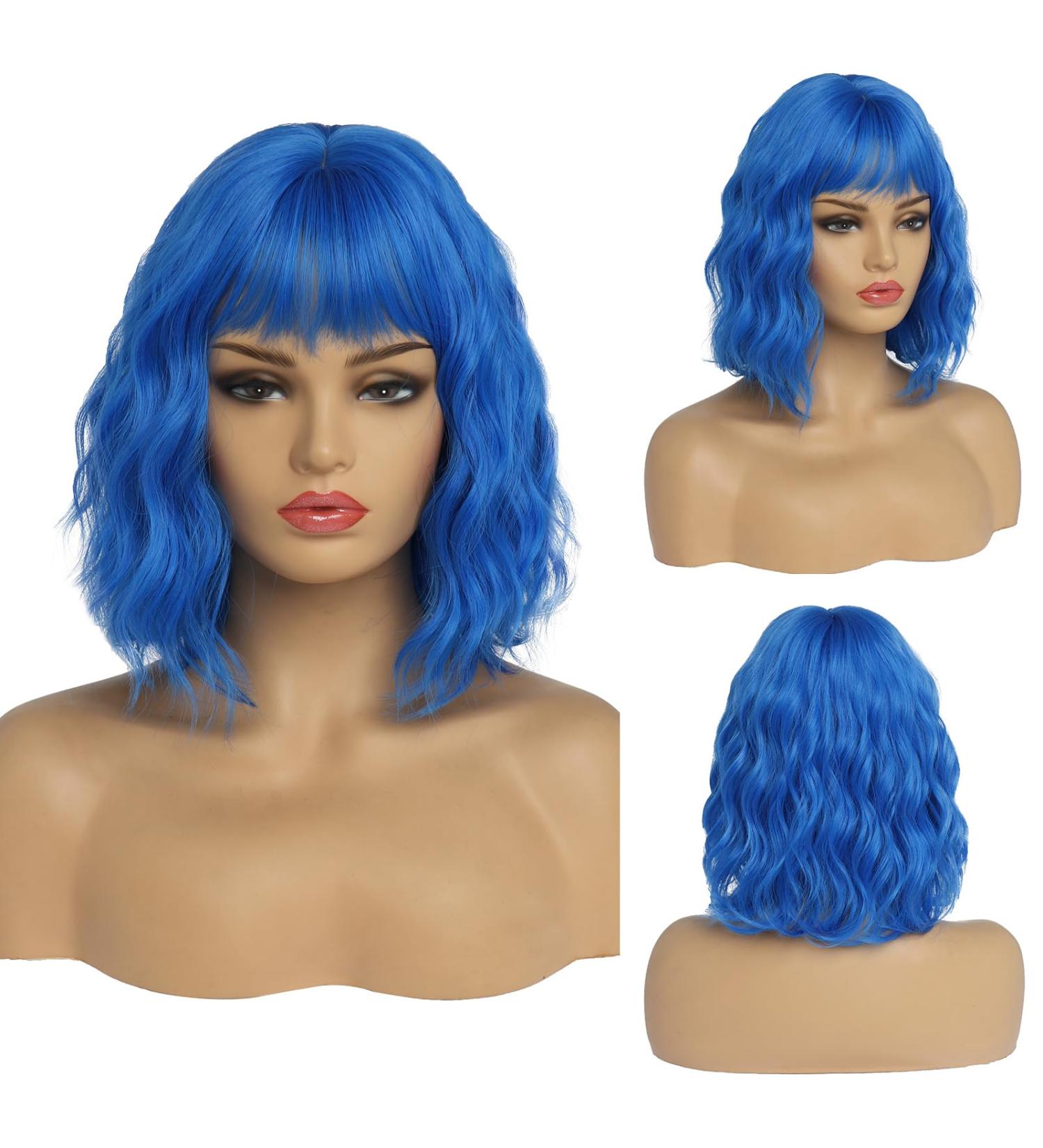 Establishment Short Blue Wig for Women | Ombre Bob with Dark Roots | Natural Synthetic Hair for Everyday Party & Cosplay (10 Inches) - Buy Online on GoSupps.com
