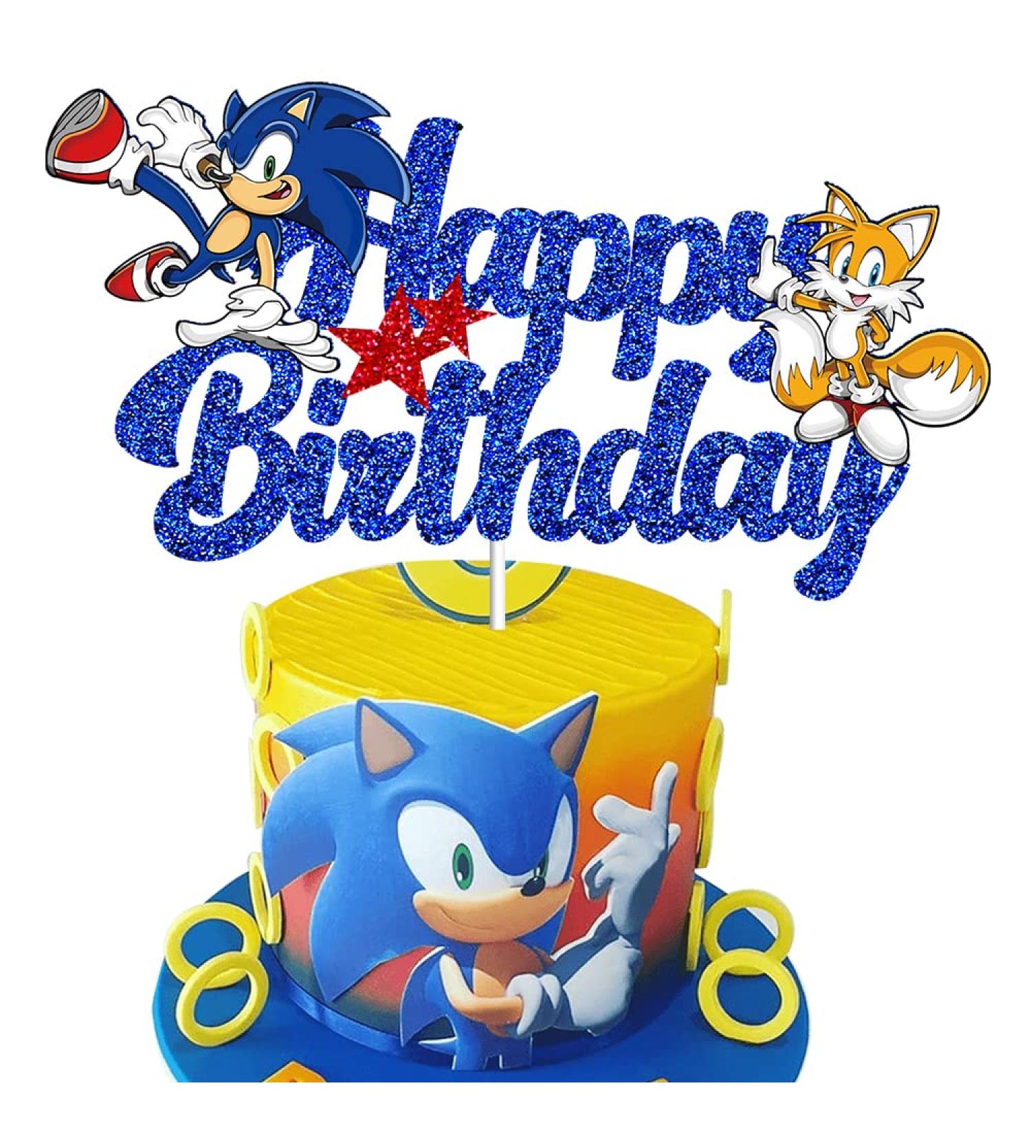 Blue Hedgehog Happy Birthday Cake Topper | Kids Birthday Party Decorations - Buy Online on GoSupps.com