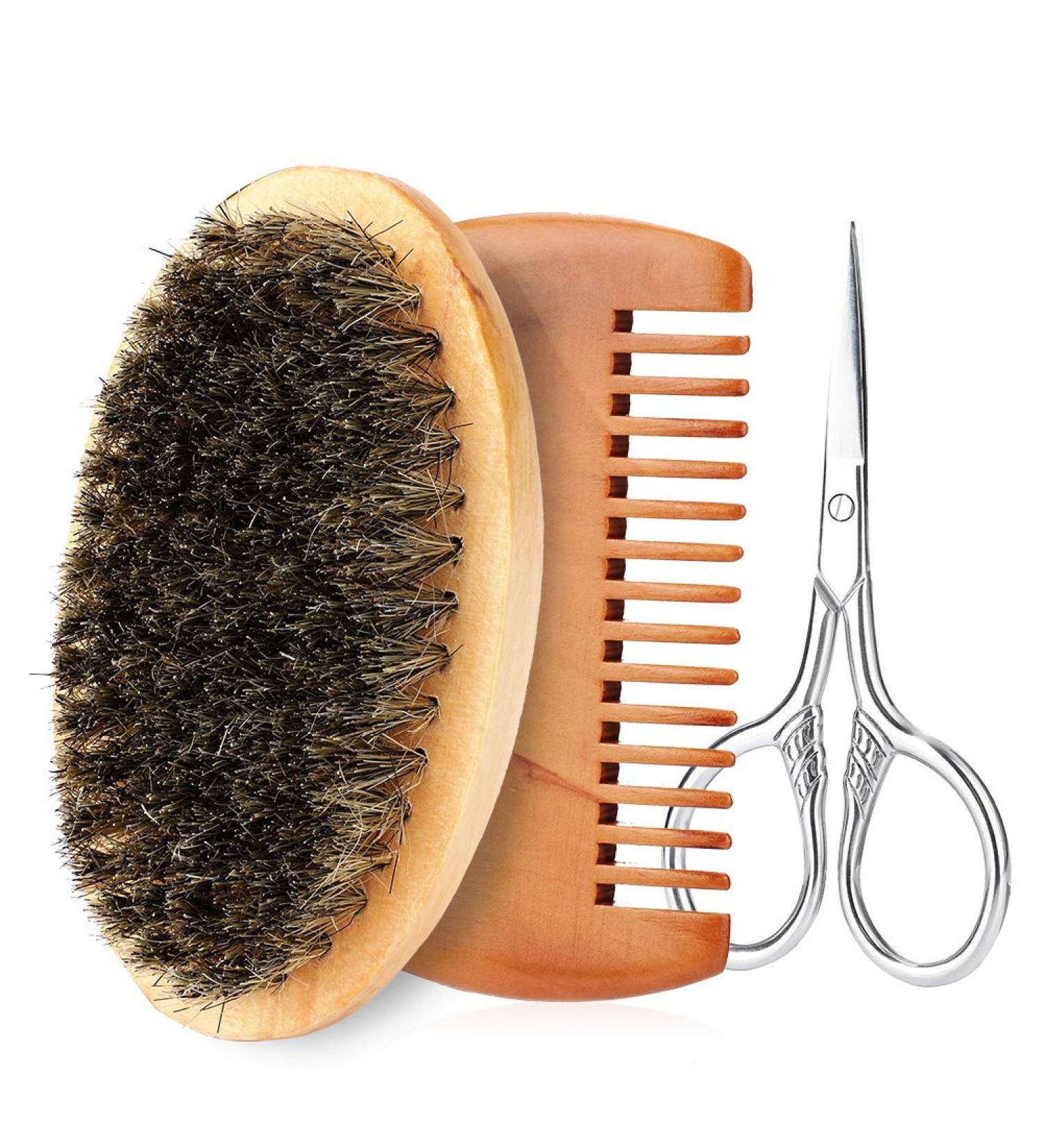 Premium Bart Care Set - Men's Grooming Pinsel Kit with Razor & Facial Massage Device - Buy Online on GoSupps.com