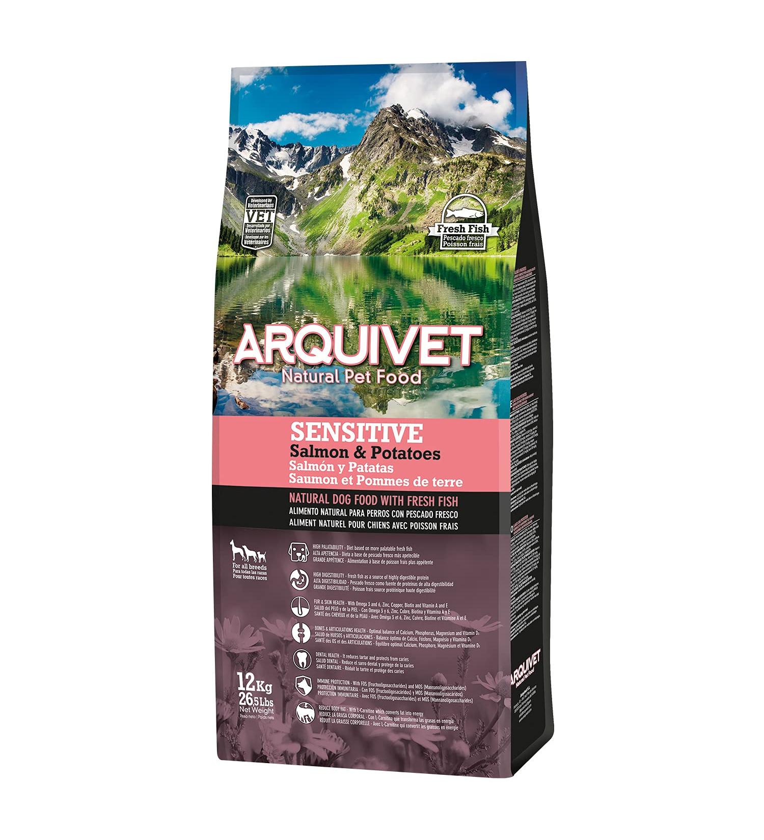 ARQUIVET - Sensitive - Croquettes for adult dogs - Salmon and potatoes - 12 kg - Dry food for dogs - High digestibility gastroineurs - Buy Online on GoSupps.com