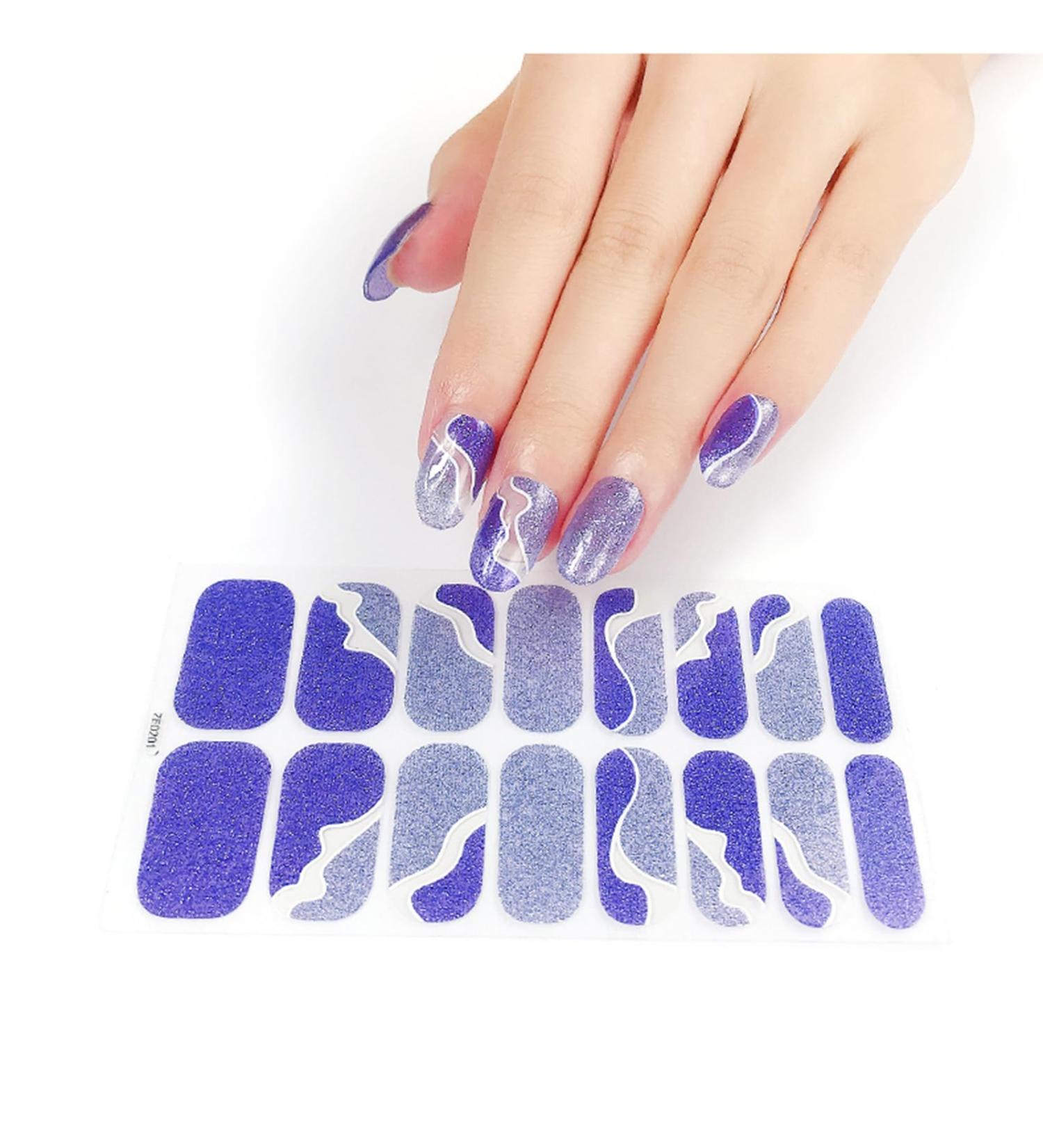 Glitter Cow Pattern Semi Cured Gel Nail Polish Strips Self Adhesive Full Nail Wraps Nail Polish Stickers Semi Cured Gel Nail Polish Strips - Buy Online on GoSupps.com