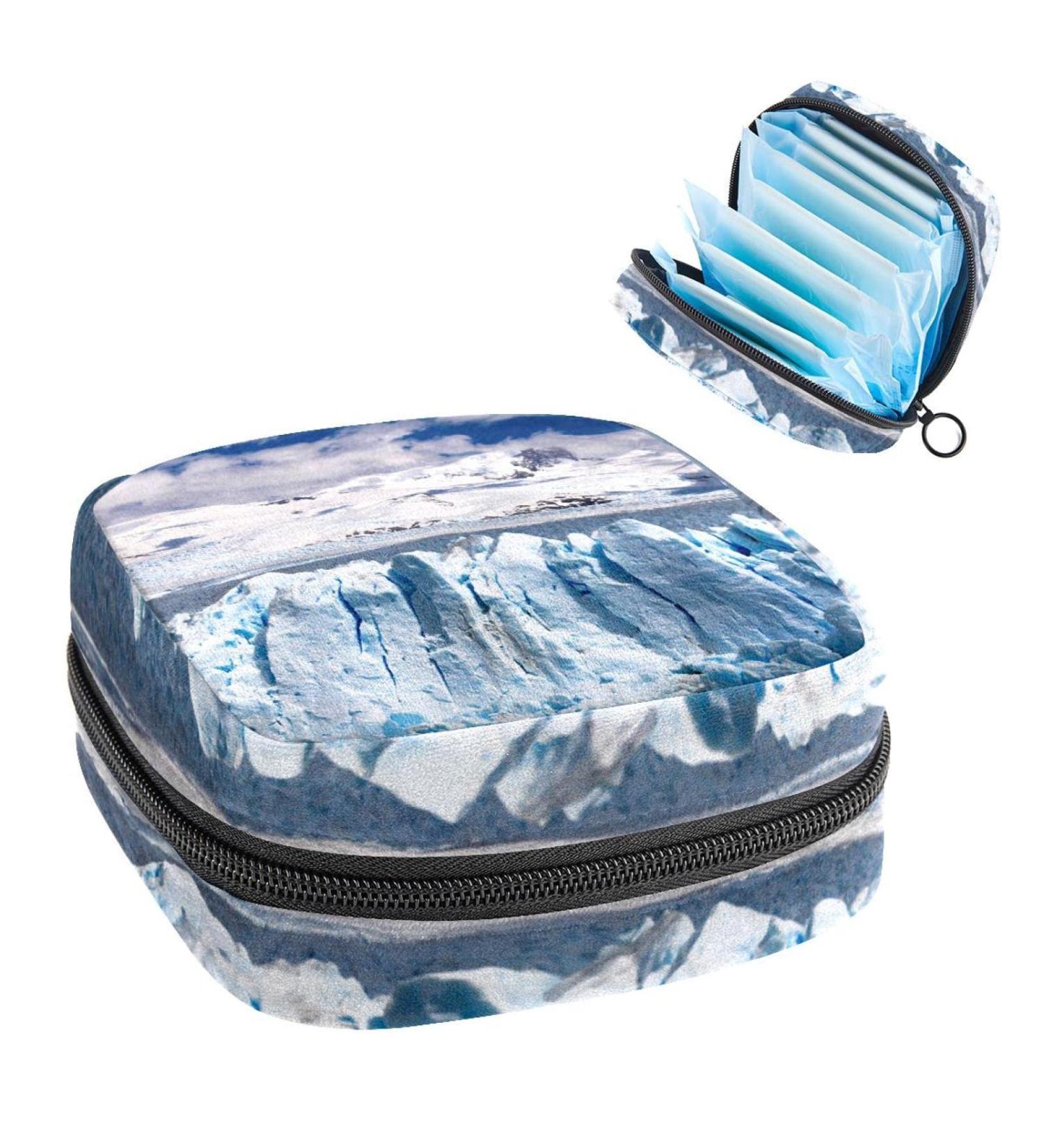 Aerial View Iceberg Snow Mountain Sanitary Napkin Storage Bag | Menstrual Cup Pouch | Nursing Pad Holder - Multi-Colored 15 - Buy Online on GoSupps.com