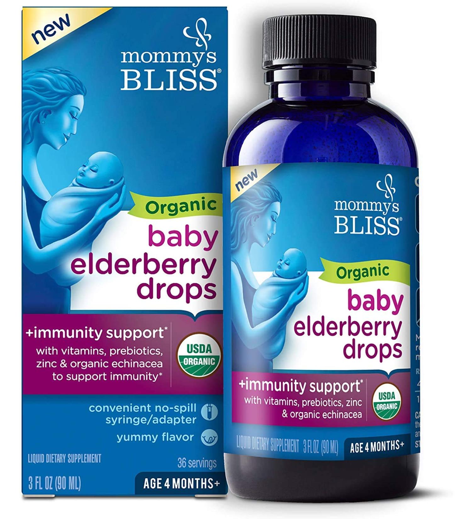 Mommy's Bliss Organic Baby Elderberry Drops - 4 Months+ | Immune Support | 3 fl oz - Buy Online on GoSupps.com