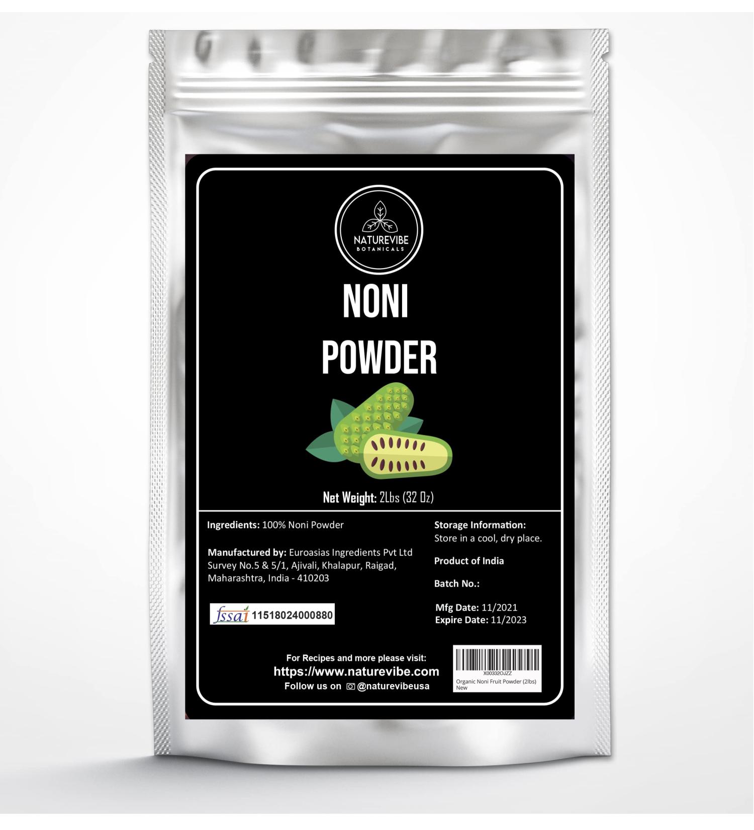 Naturevibe Botanicals Noni Fruit Powder 2lbs - 100% Pure Morinda Citrifolia - Organic & Natural - Buy Online on GoSupps.com