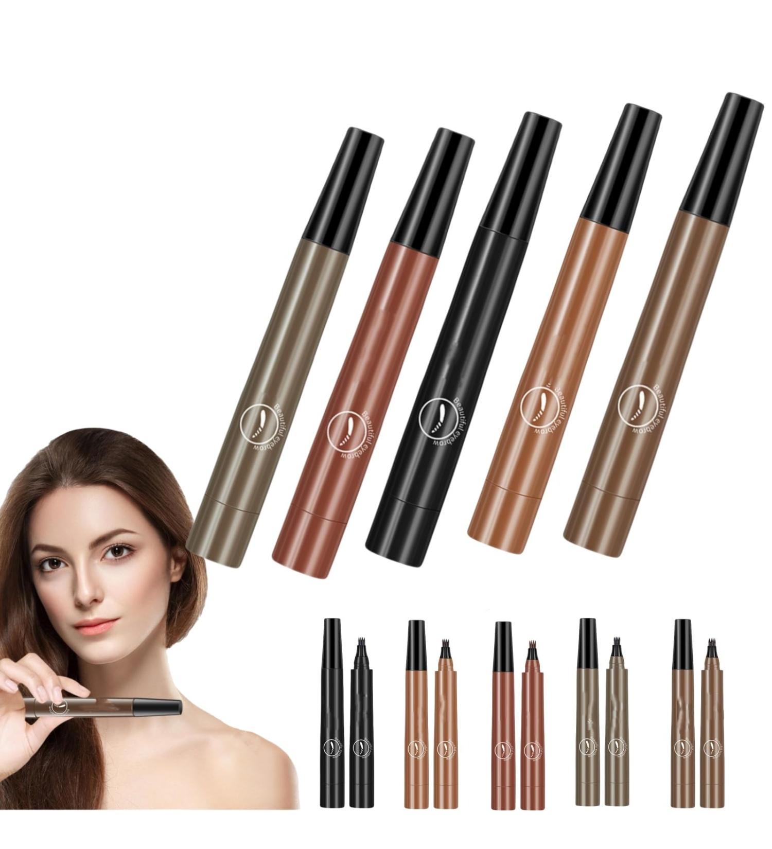 Cohbskj Glowly Secret Eyebrow Pen Unique Quad Eyebrow Pencil Quad Forked Liquid Eyebrow Pencil Long-Lasting Waterproof Microblading Eyebrow Pen (5PCS) - Buy Online on GoSupps.com