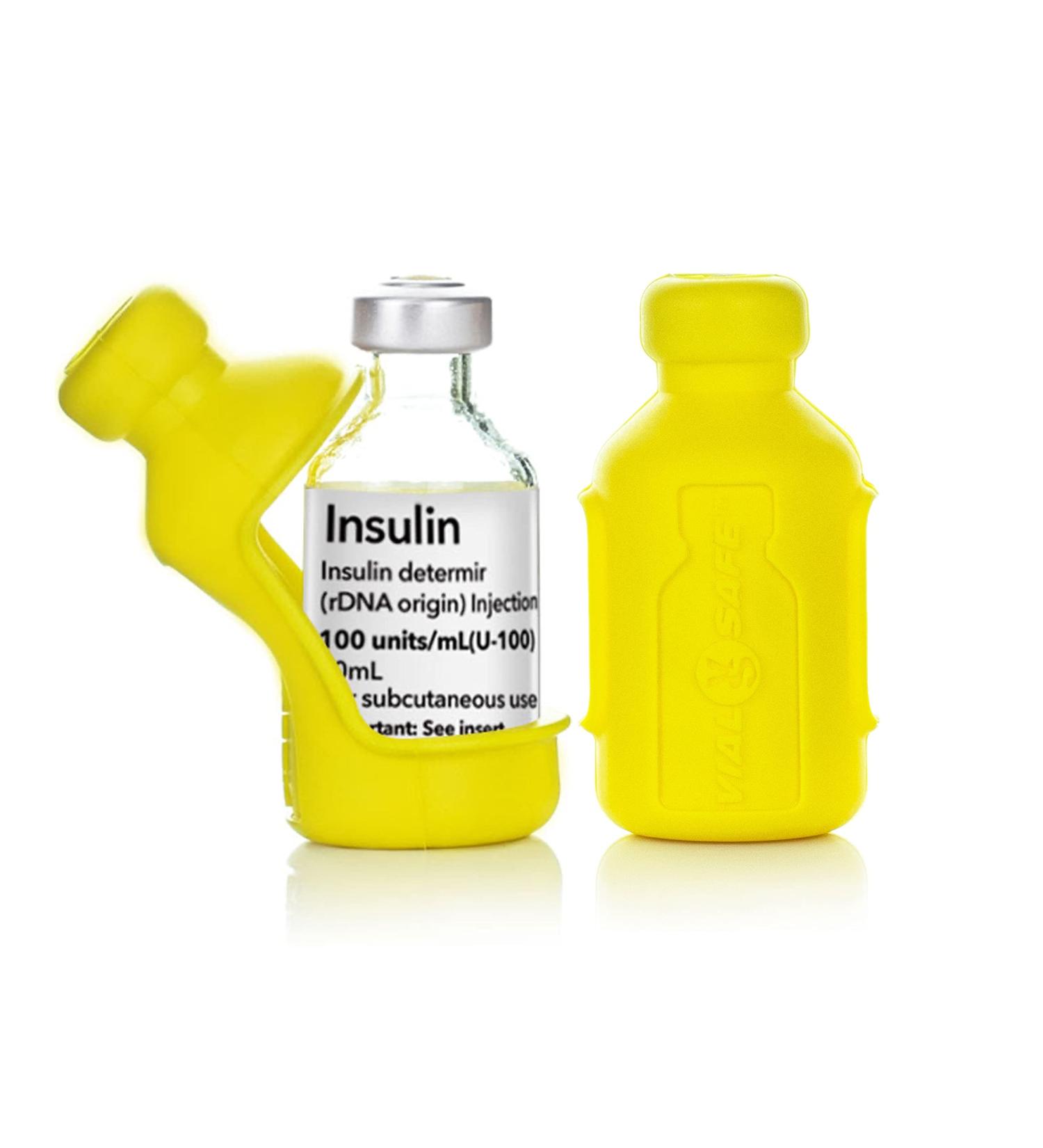 VIAL SAFE Insulin Bottle Protector Case 2-Pack (Short) - Sunshine Yellow | Reusable Silicone Sleeve for Diabetes Management - Buy Online on GoSupps.com