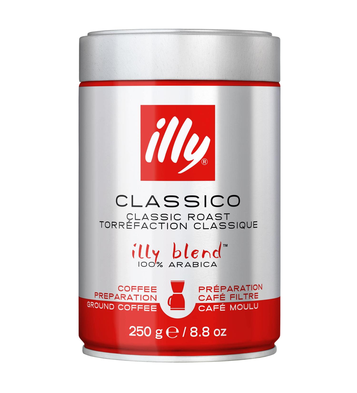 illy Drip Coffee - Ground Coffee - 100% Arabica Ground Coffee Classico Medium Roast - Notes of Caramel Orange Blossom & Jasmine - No Preservatives Mild & Balanced 250g Classico Medium Roast 10 g (Pack of 1) - Buy Online on GoSupps.com