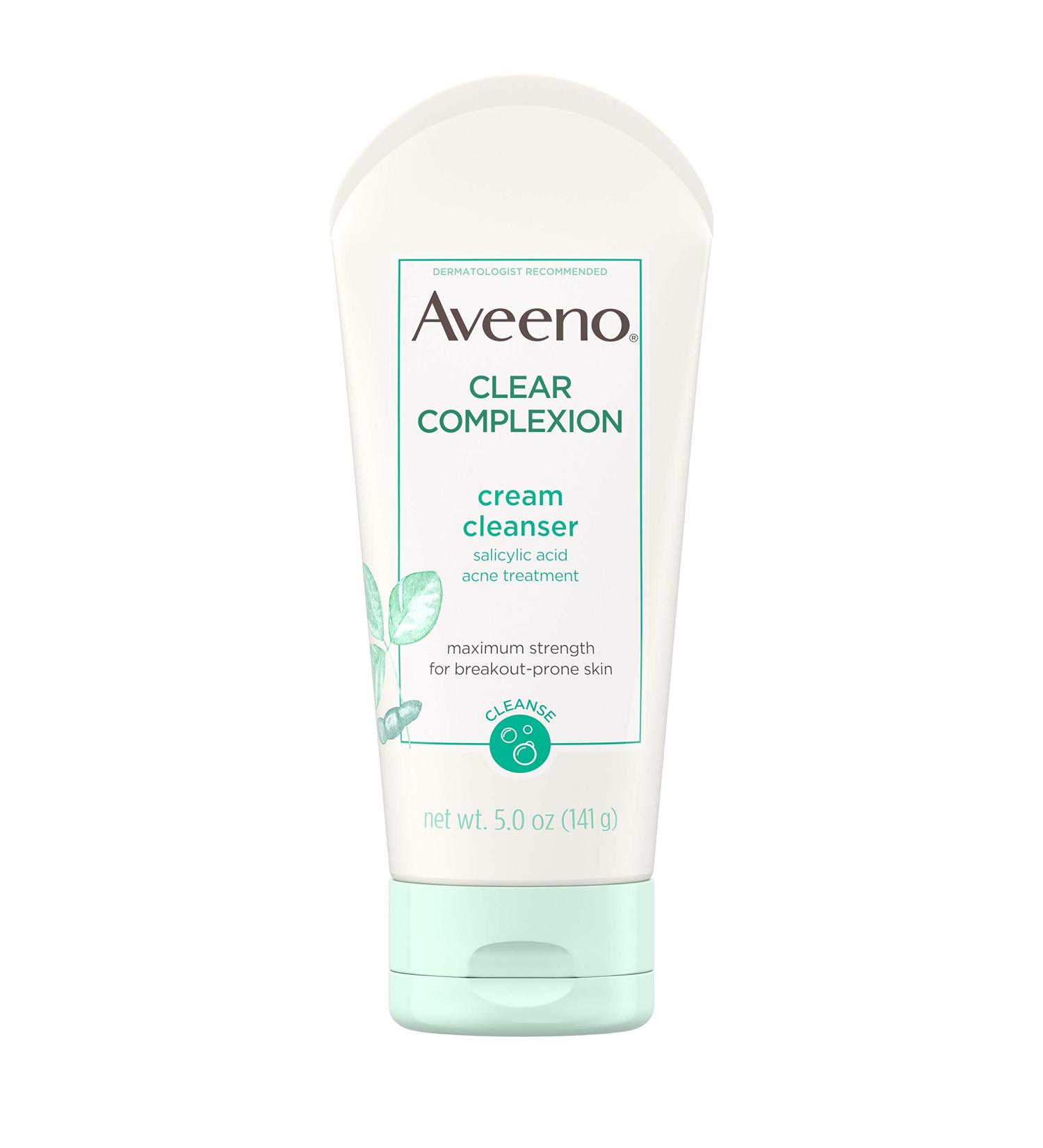 Aveeno Clear Complexion Cream Facial Cleanser with Salicylic Acid Acne Medicine - 5 fl. oz, Hypoallergenic & Oil-Free - Buy Online on GoSupps.com