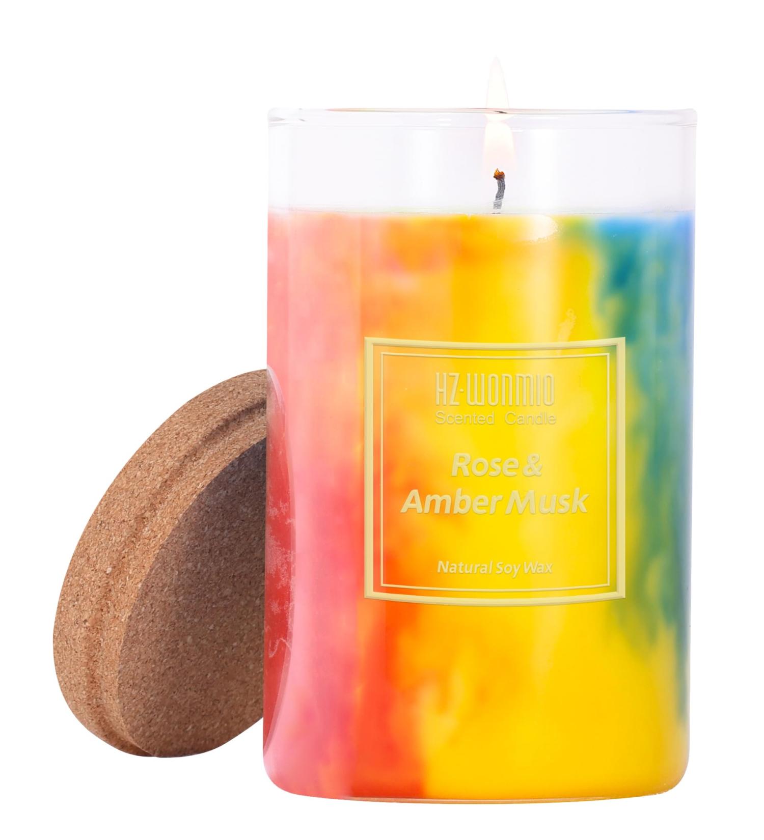 Rose Candle | Hand-Poured Soy Wax Aromatherapy | 60-Hour Burn Time | Vibrant Romance | Gift for Women | 8oz Rose & Amber Musk - Buy Online on GoSupps.com