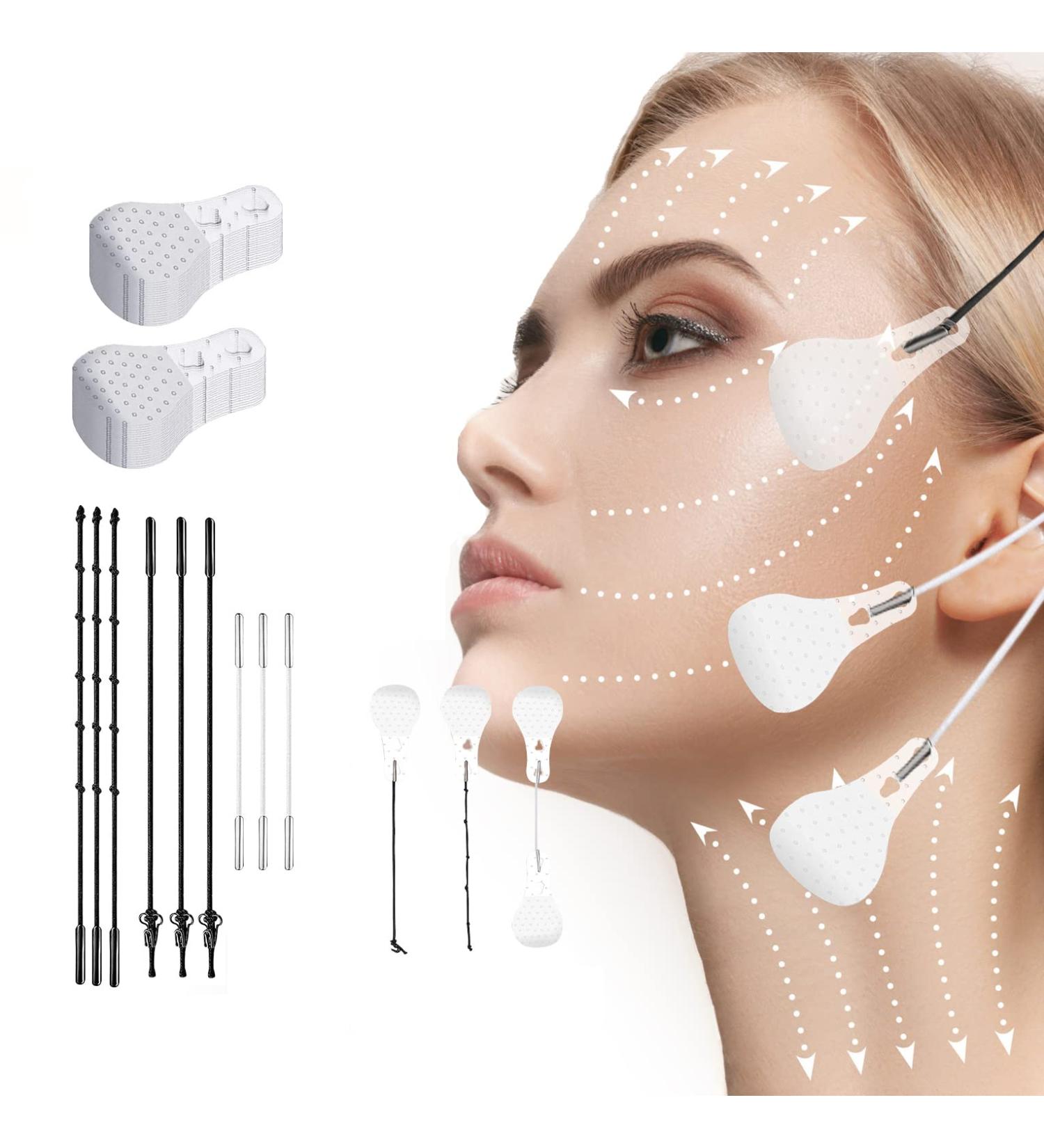 WXYINSPAS 40 Pcs Face Lift Tape for Wrinkles, Jowls, Neck, Eye - Waterproof & High Elasticity V Shape Lift Stickers - Instant Facelift Bands - Buy Online on GoSupps.com