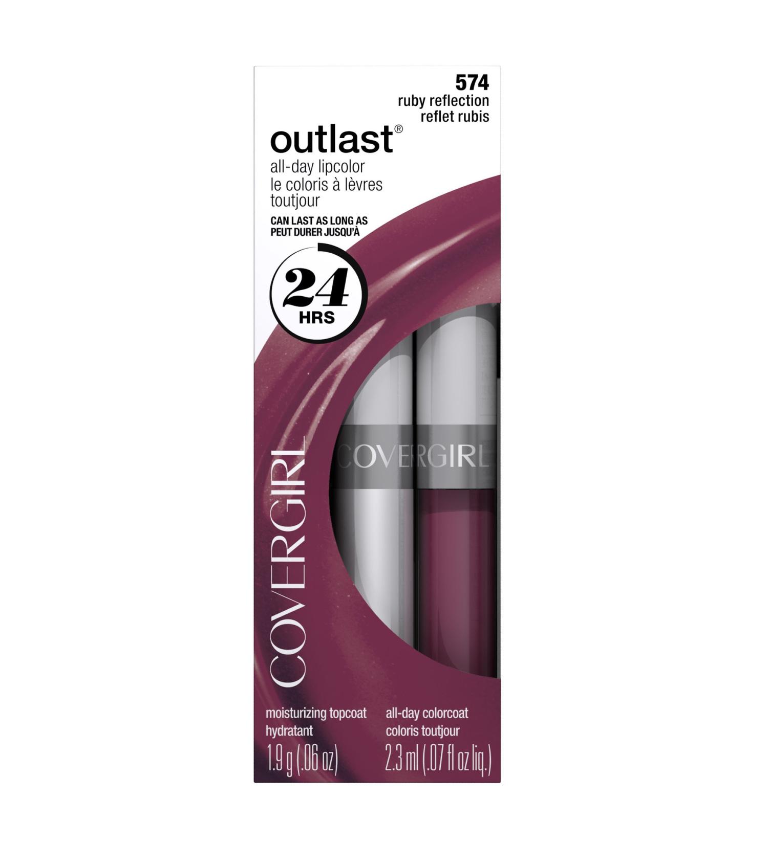 COVERGIRL Outlast All Day Two-Step Lipcolor Ruby Reflection 574 0.13 Oz 0.130-Fluid Ounce
