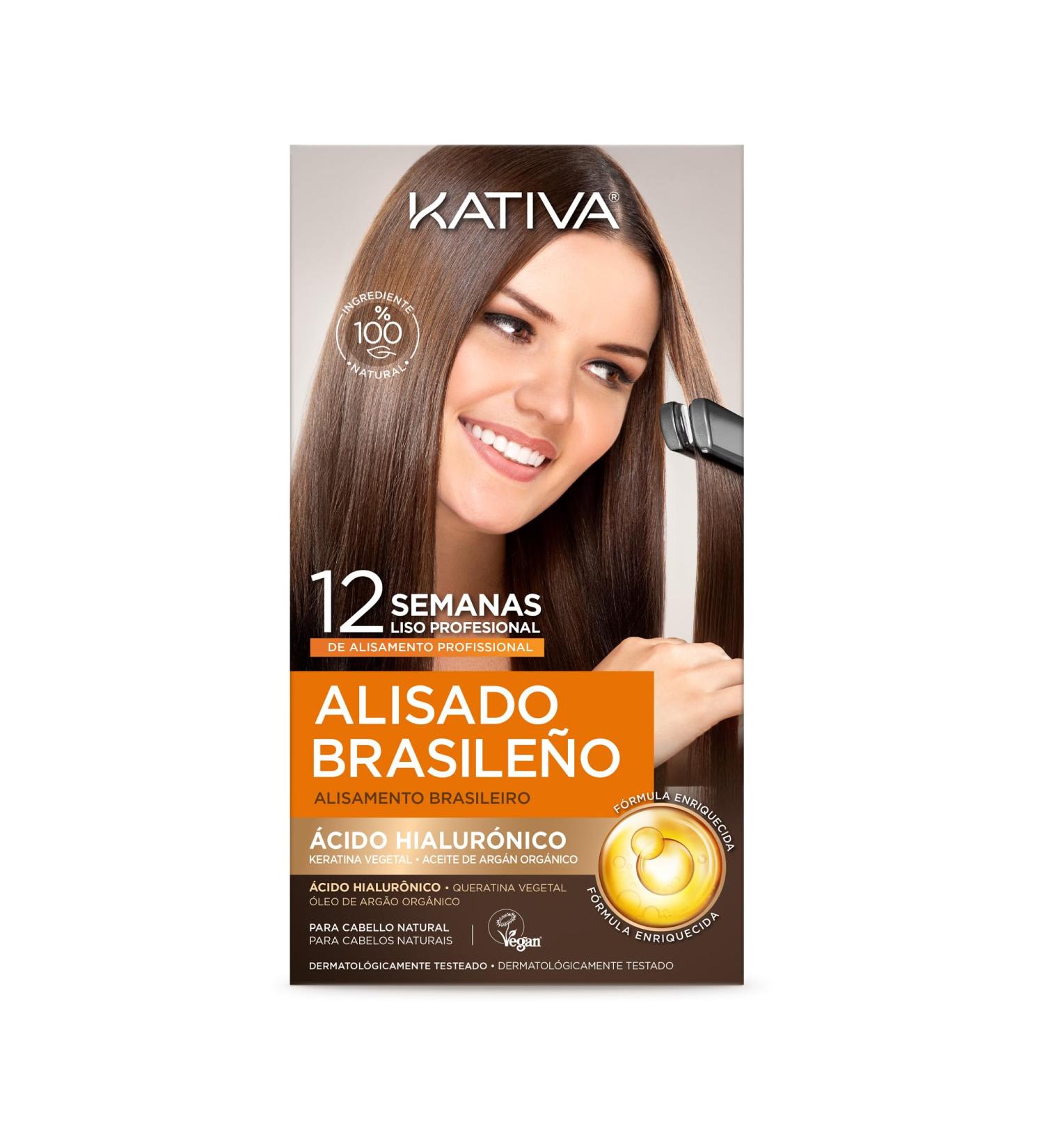 Kativa Value Pack Brazilian Straightening Kit with Post-Straightening Shampoo - Professional Straightening Treatment at Home - Up to 12 Weeks Lasting - Keratin Straightening - Buy Online on GoSupps.com