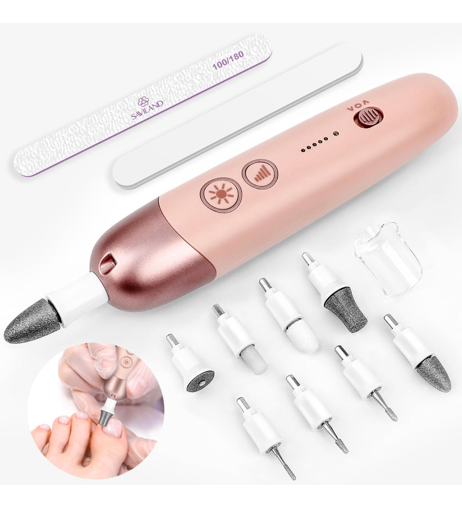 Saviland Pedicure Nail Drill Kit: 5 Speeds Modes Electric Manicure Drill LED Lighting Complete Nail Drill Bits Electric File Nail Art Dead Skin Calluses Nail Art Removal Starter DIY Home Salon-Effect - Buy Online on GoSupps.com