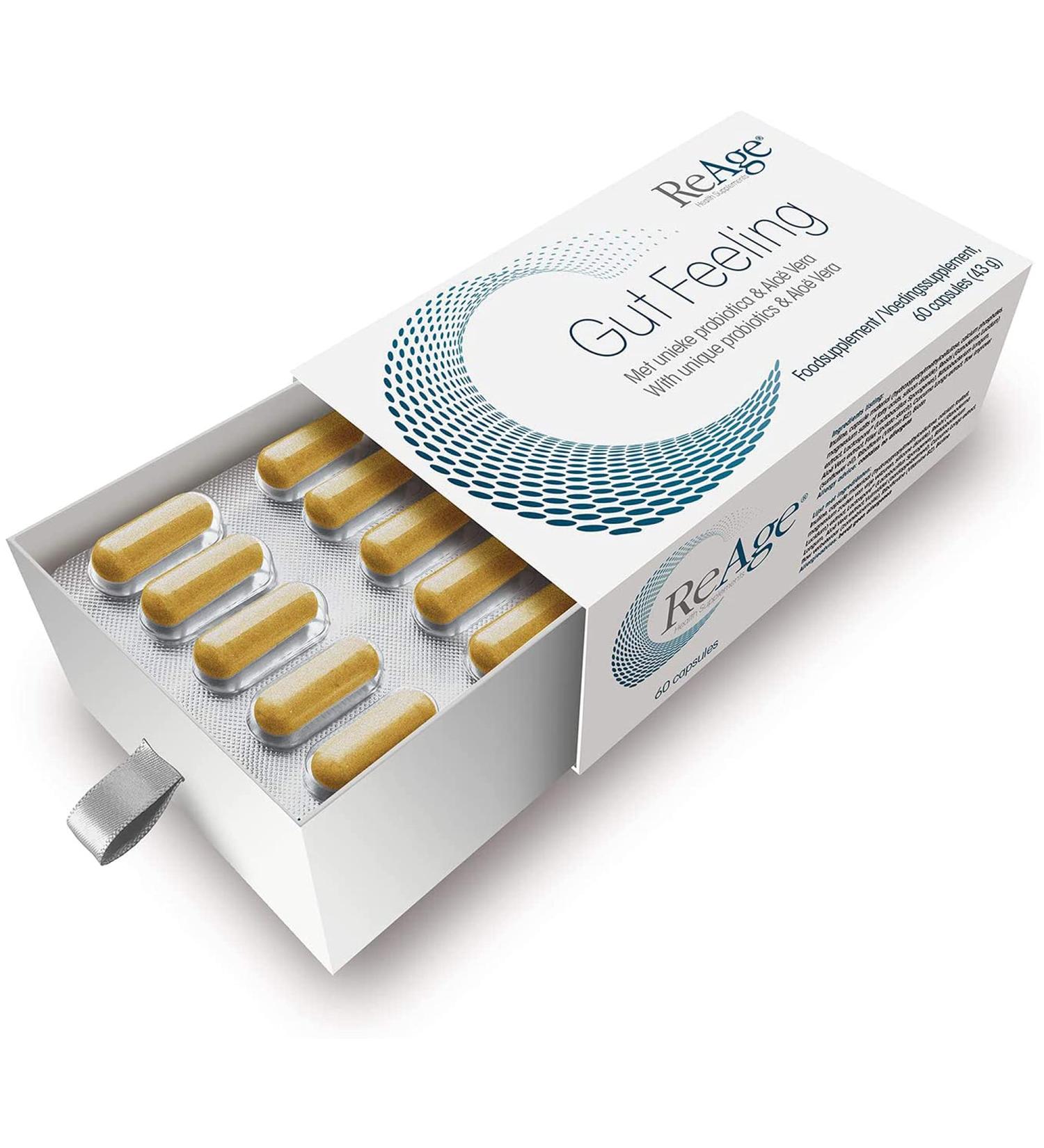 ReAge Premium Gut Supplement | Prebiotics & Probiotics for Adults | Gastrointestinal Health | 60 Capsules - Made in The Netherlands | Constipation & Bloating Relief - Buy Online on GoSupps.com