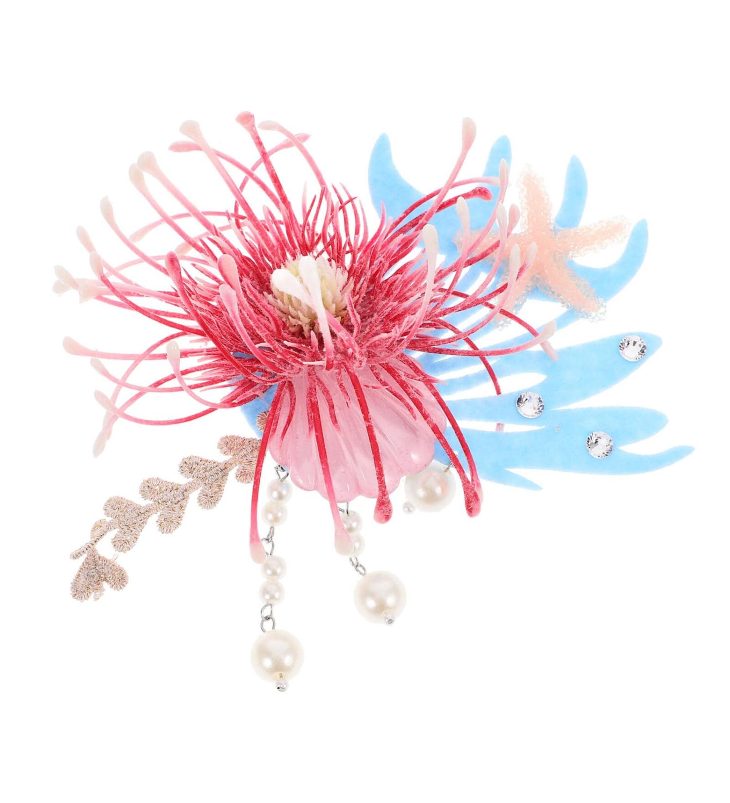 PATKAW Tropical Flowers Hair Clips for Women Girls Seashell Hair Clip Hawaiian Artificial Flower Hair Barrettes Flower Hair Pins Hair Accessories for Beach Luau Party Decor - Buy Online on GoSupps.com