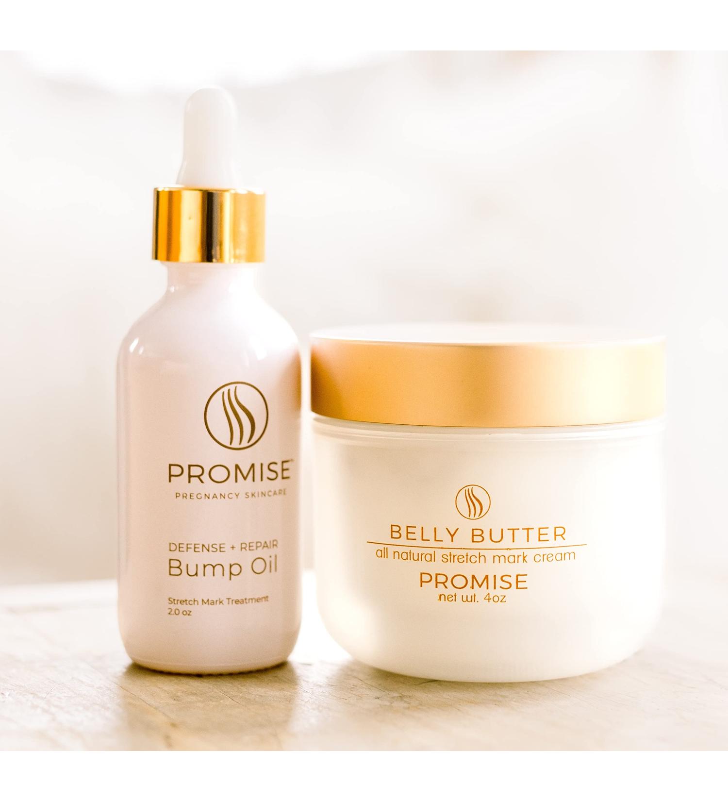 Promise Pregnancy Skin Bundle: Belly Butter & Bump Oil Set - Pregnancy Safe, Non-Toxic - 4oz Jar & 2oz Bottle - Buy Online on GoSupps.com
