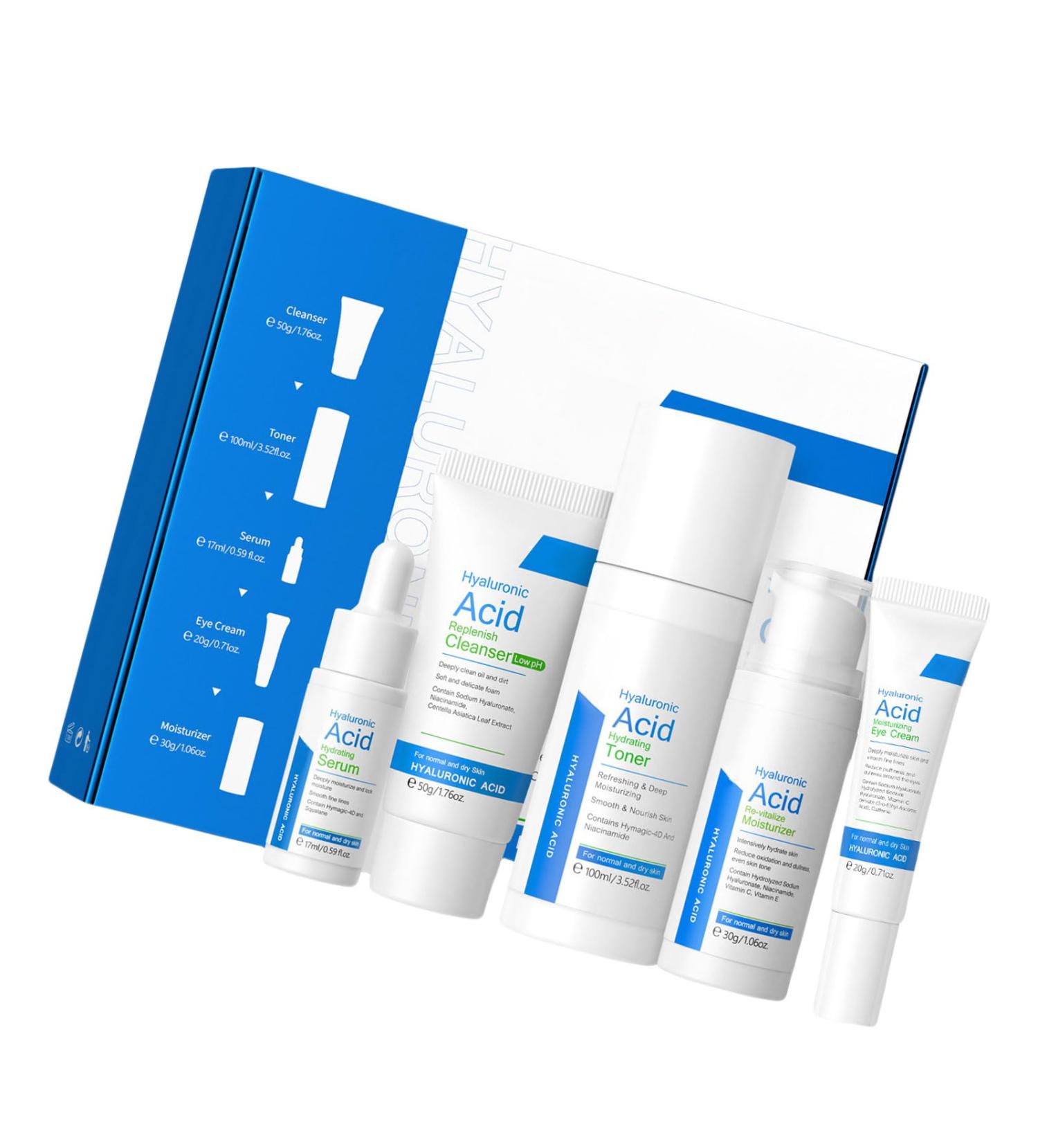 5 Pcs Hydrating Skincare Set Moisturizing Skincare Routine Set With Toner Cleanser Serums Eye Cream For Women - Buy Online on GoSupps.com