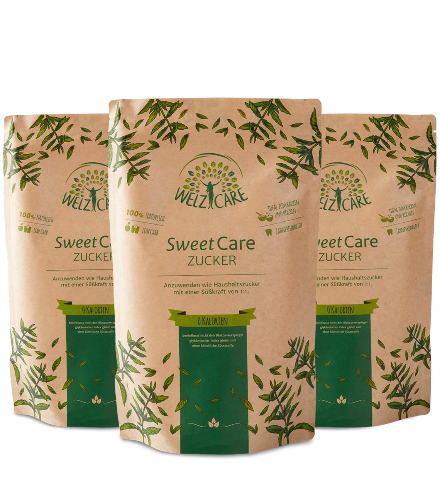 SweetCare Premium Crystal Sugar - 5x1kg - Vegan Sugar Substitute - Zero Calories Low Carb - Erythritol & Stevia - Made in Germany - Buy Online on GoSupps.com