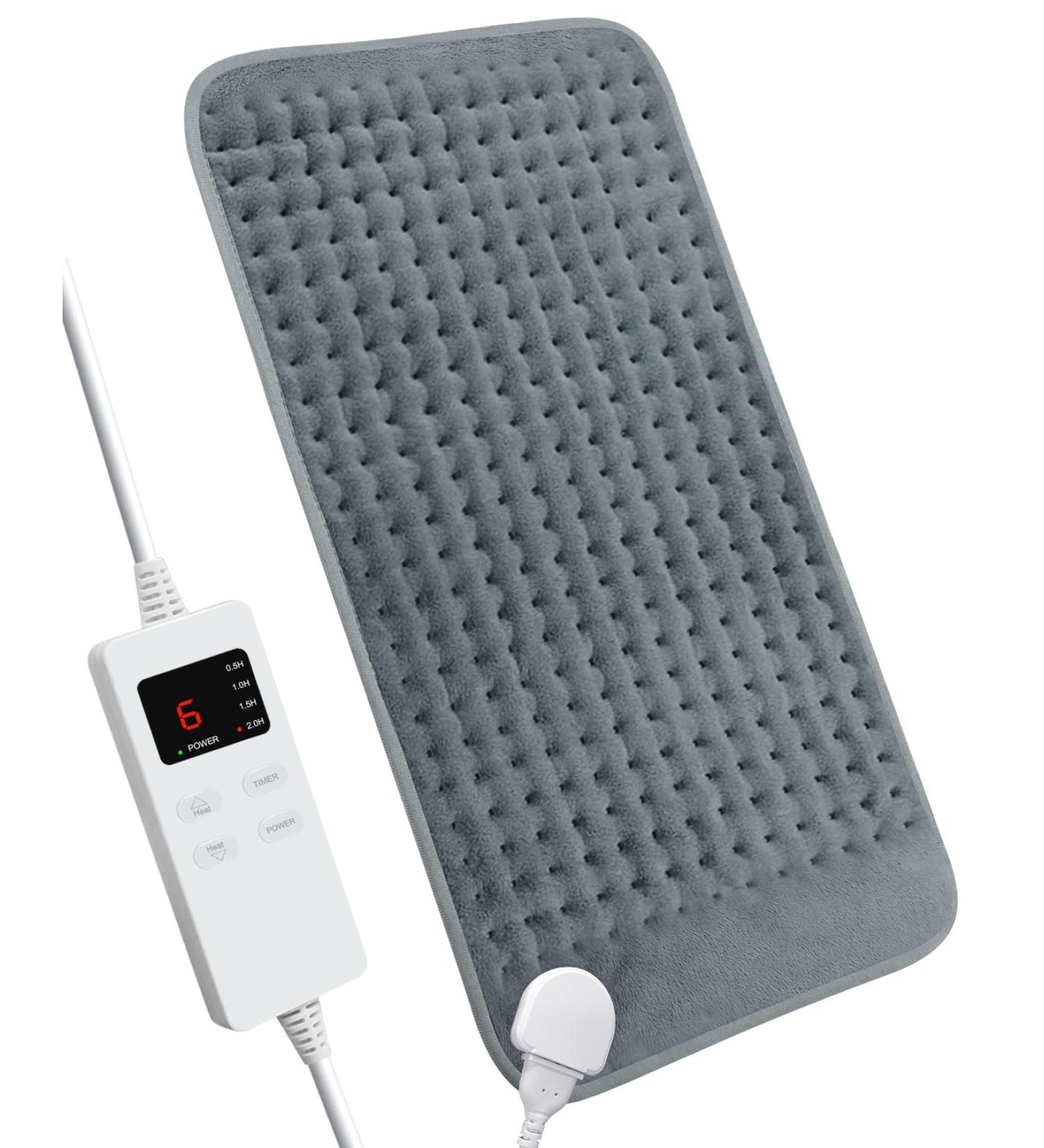Zostuic Electric Heating Pad - Large 12x24 Heat Pad for Back Pain Relief - 6 Heat Settings - Auto Shut Off - Soft Flannel Gray - Buy Online on GoSupps.com