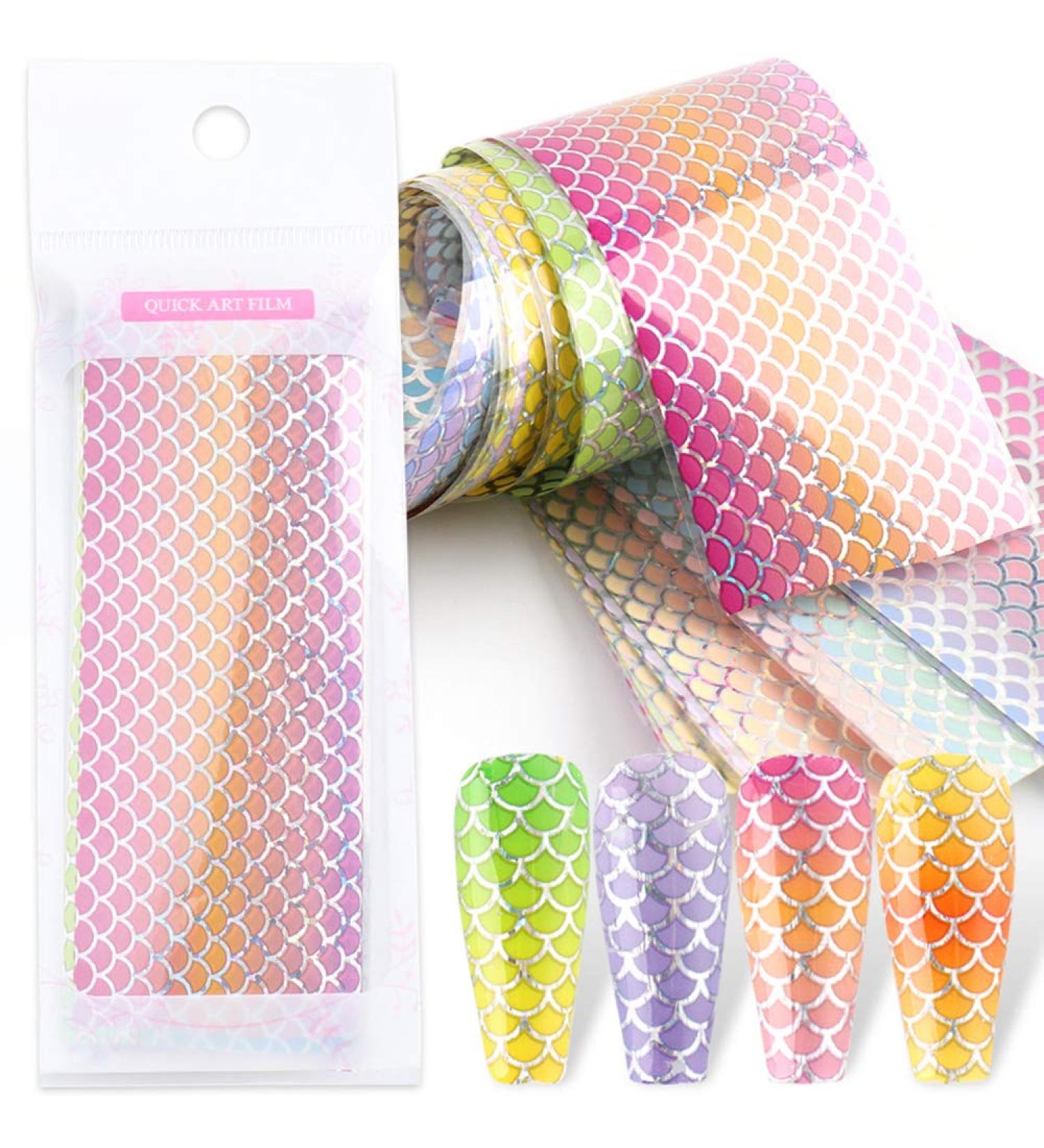 Mermaid Nail Foils Gradient Fish Scale Stickers - 10pcs - Buy Online on GoSupps.com