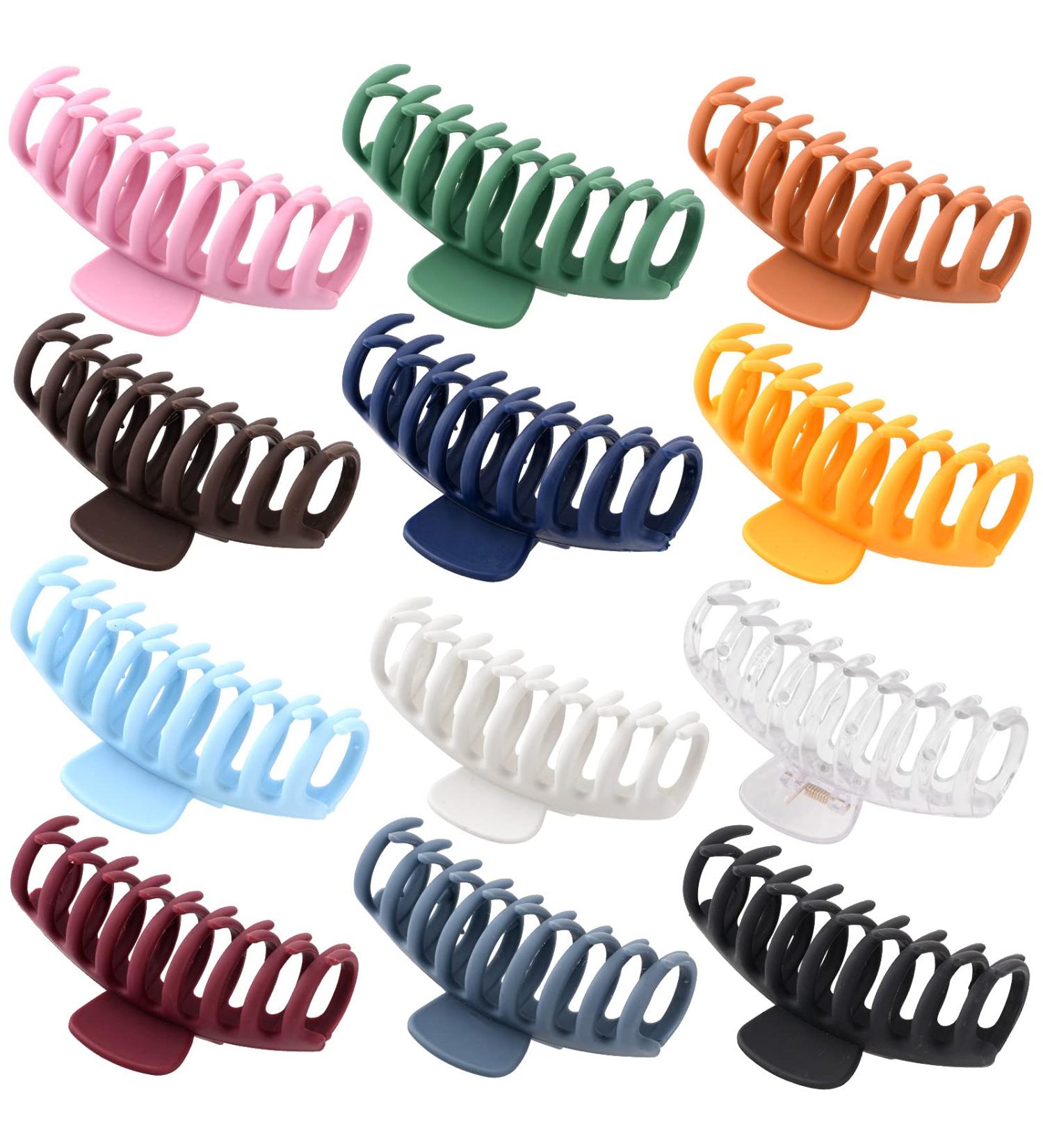 12 Pack Large Hair Claw Clips for Women - Matte Banana Clips for Strong Hold - Hair Clamps for Thin and Thick Hair - Perfect Christmas Gifts - Buy Online on GoSupps.com