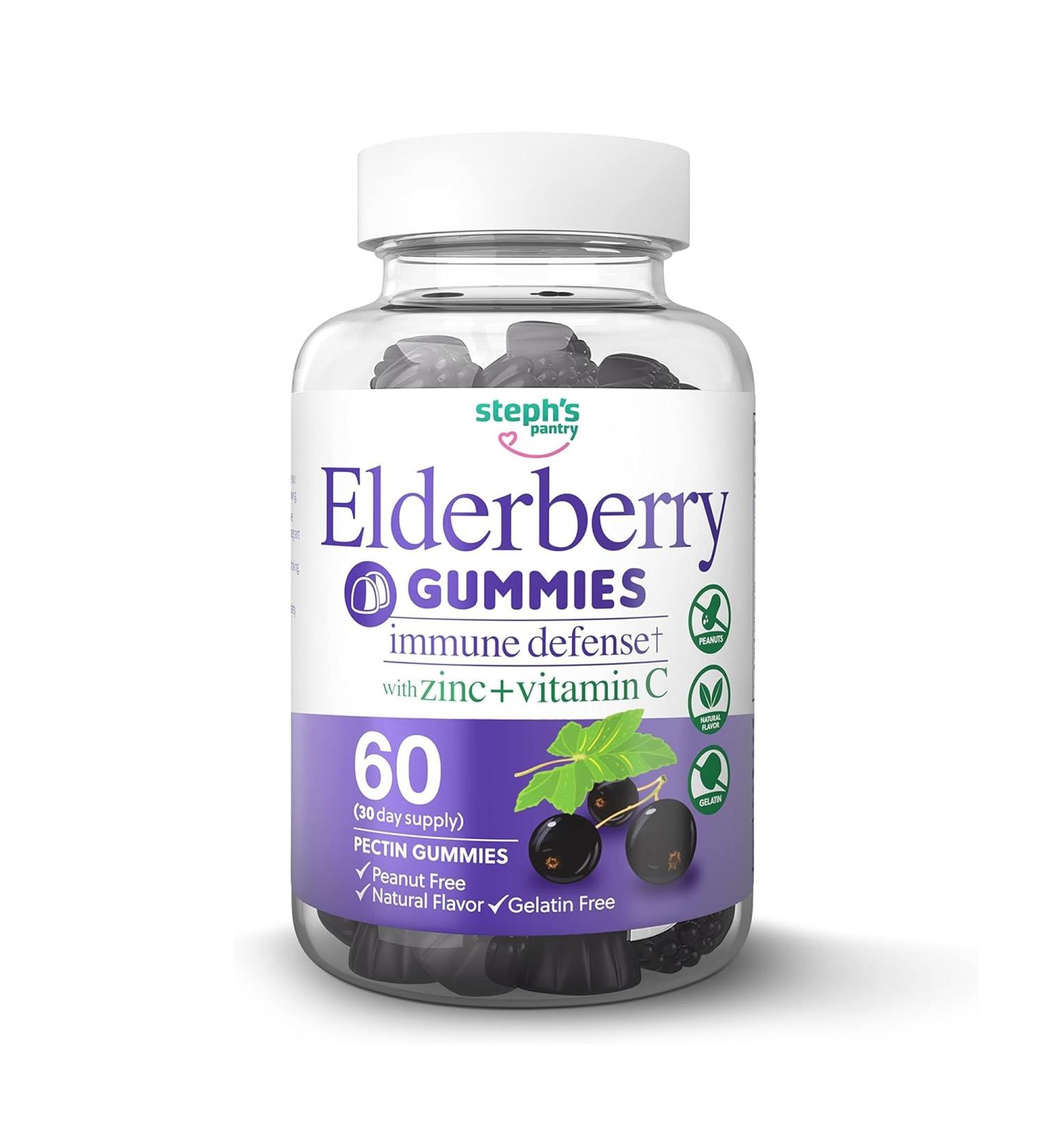 Elderberry Gummies with Vitamin C and Zinc - Immune Booster Elderberry Gummies For Adults and Kids - Vegan Natural Ingredients Defense Multivitamins with Antioxidant Support (60 Gummies) 60 Count (Pack of 1) - Buy Online on GoSupps.com