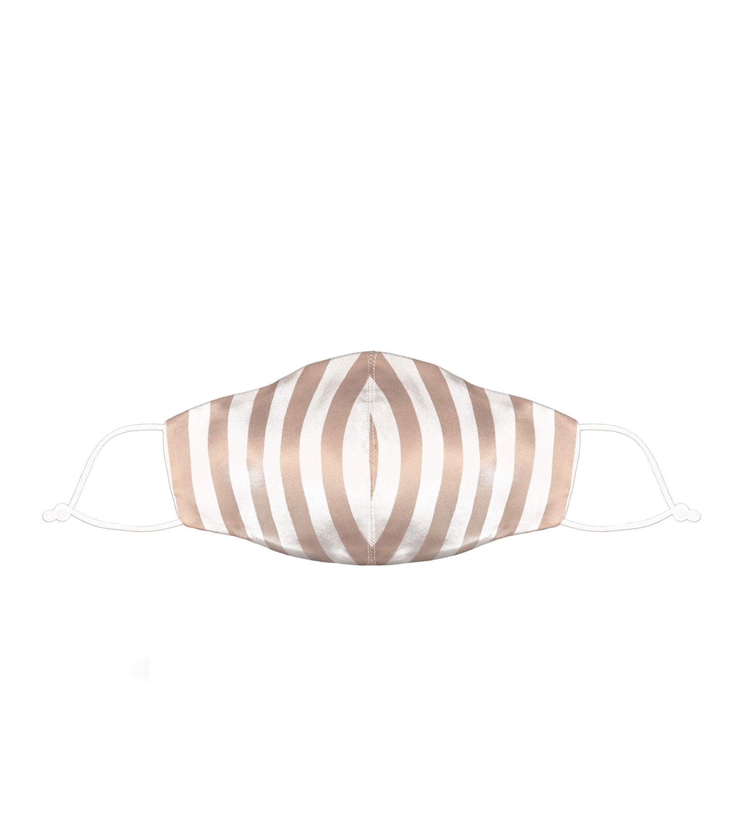 Shop Mulberry Silk Face Mask by 22Silk - Fashionable Reusable Adjustable 3D Chin Design Breathable 100% Grade 6A Silk (Stripe - Nude) | International Shipping - Buy Online on GoSupps.com