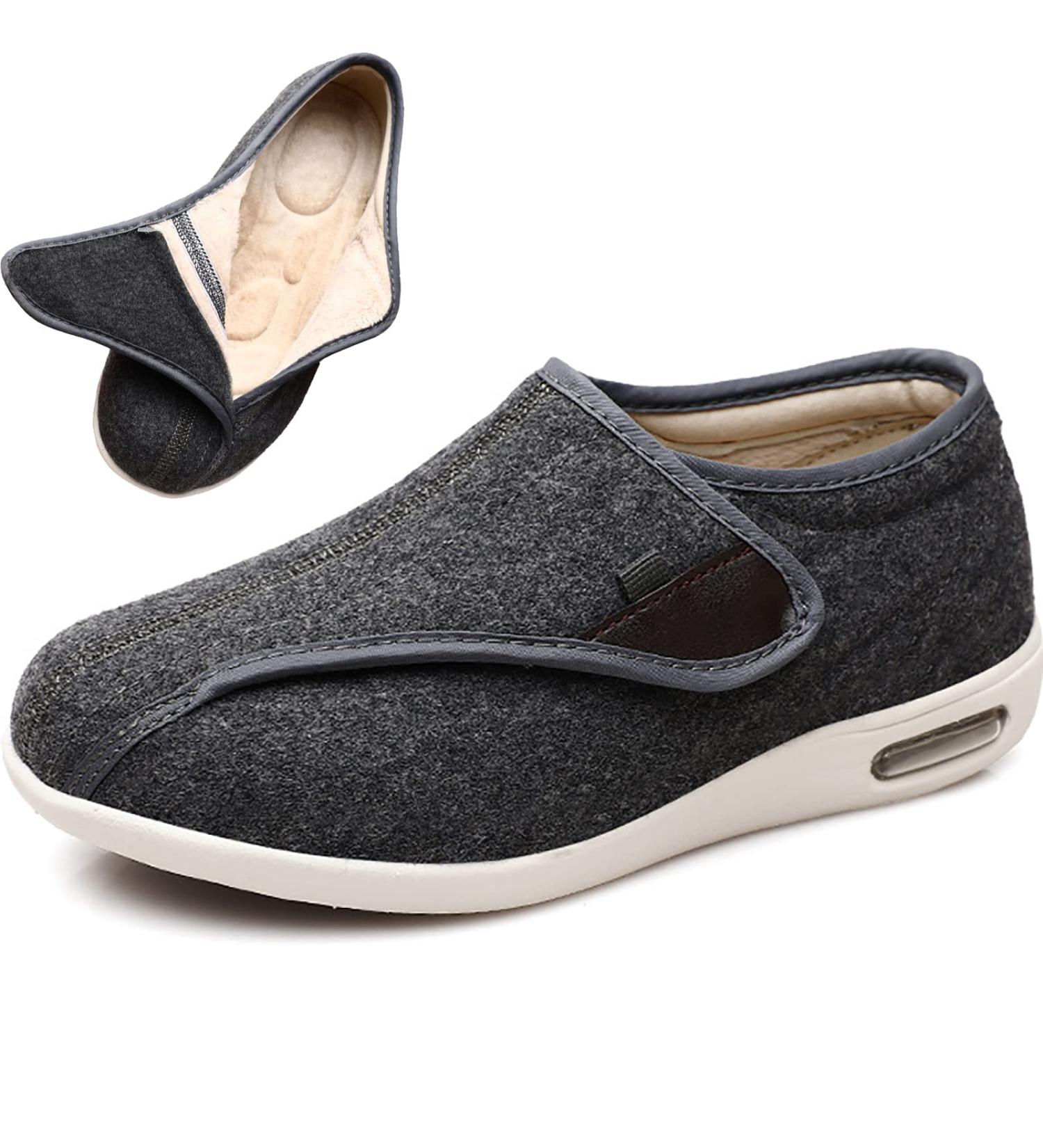 DHIJUPNG Stylish Diabetic Shoes - Winter Plush Orthopedics for Wide Feet - Dark Grey Men's 5/Women's 6 - Buy Online on GoSupps.com